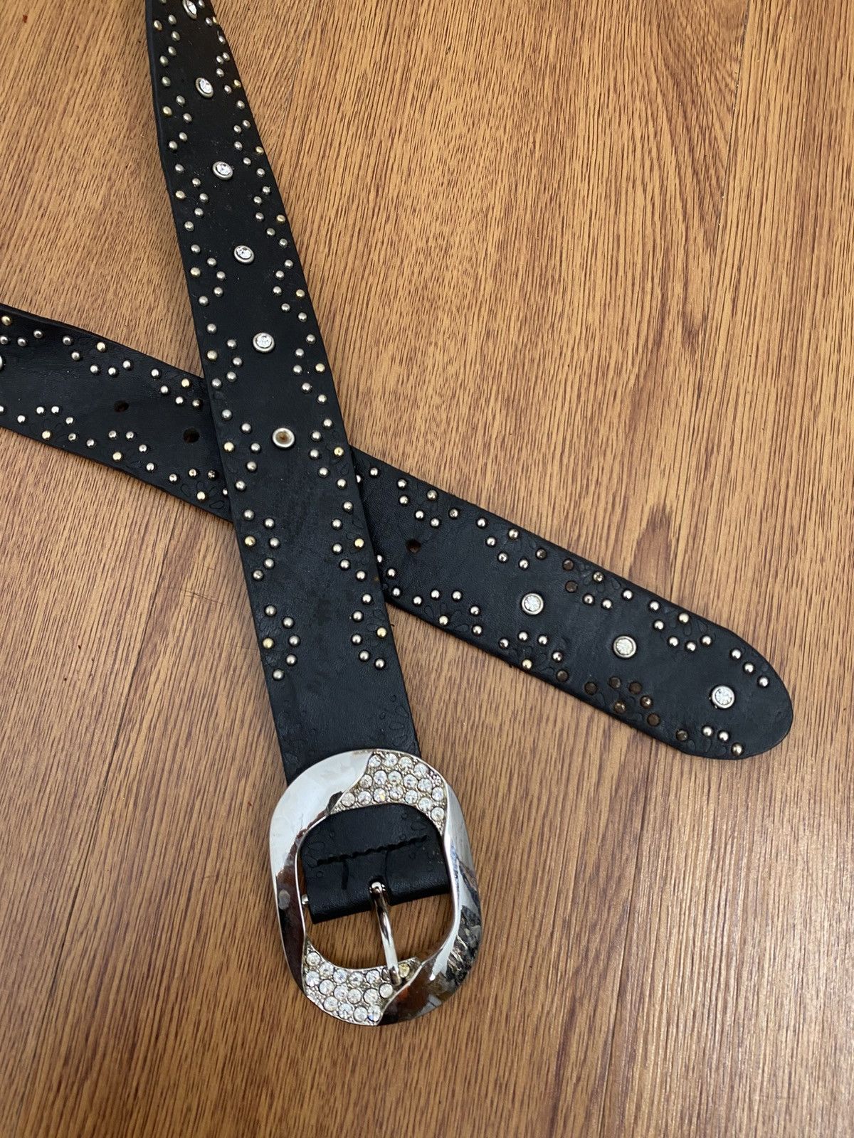 If Six Was Nine Black crystal studded 100% leather belt Size ONE SIZE - 2 Thumbnail