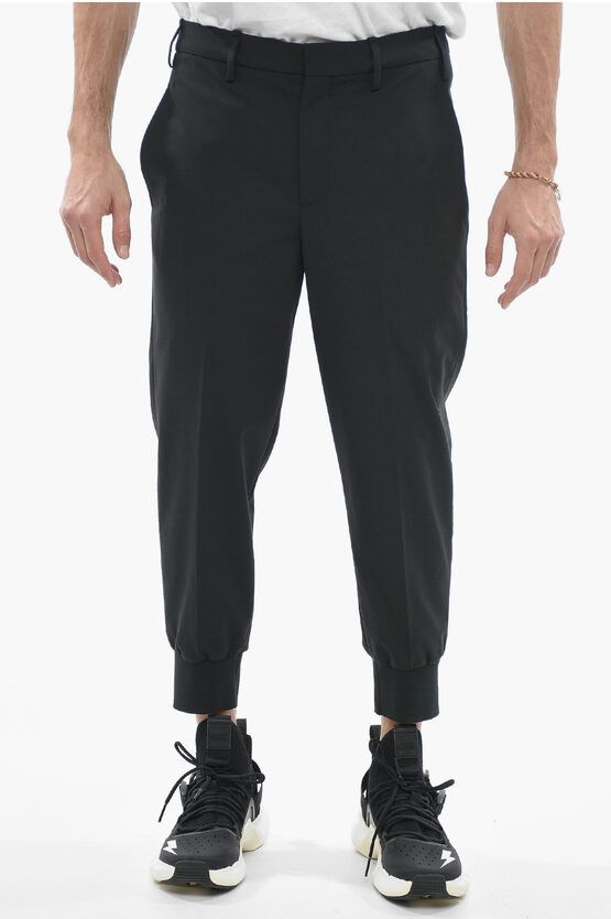 image of Neil Barrett Cuffed Ankle Jack Chinos Pants in Black, Men's (Size 31)