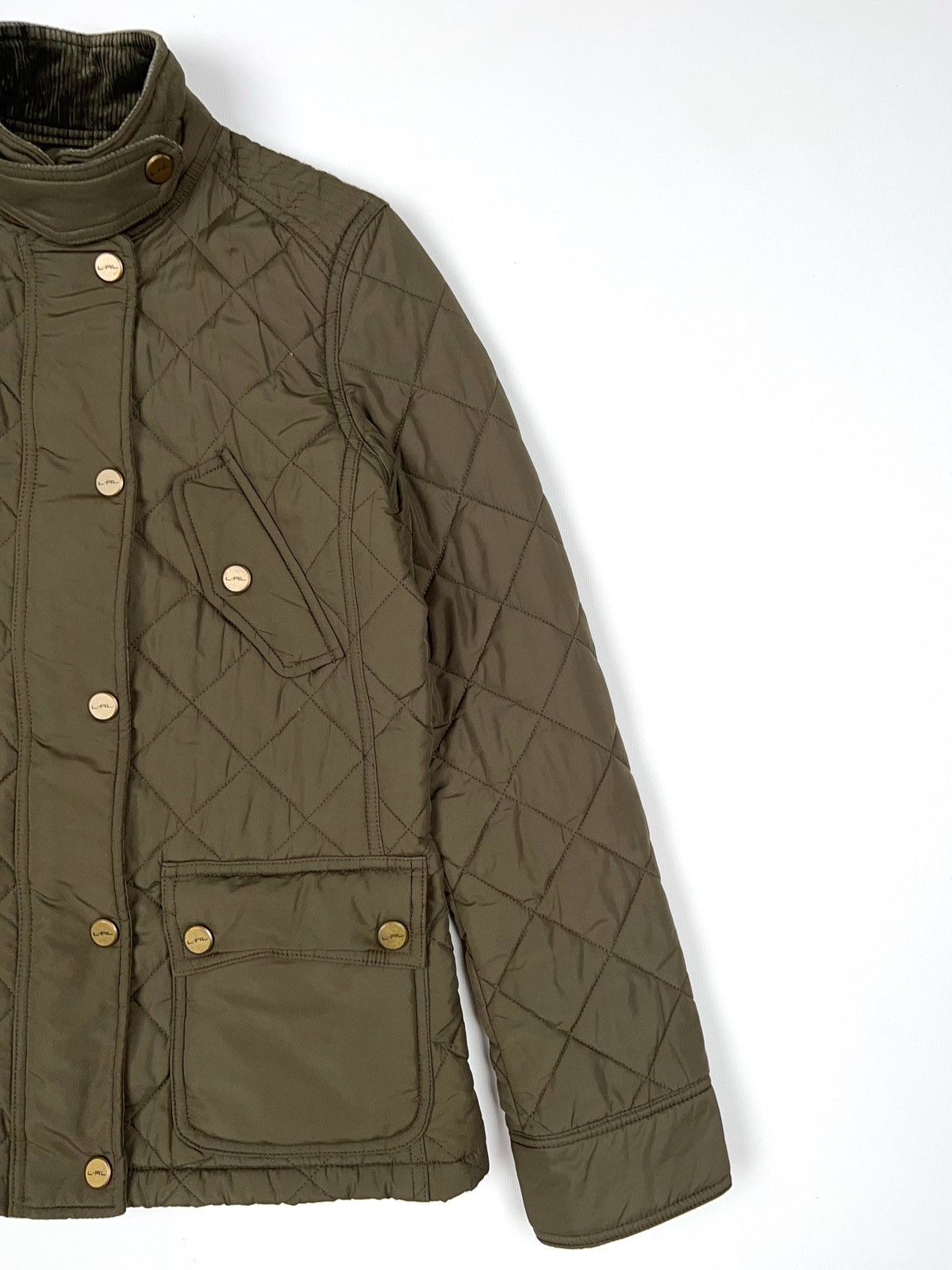 Lauren Ralph Lauren Ralph Lauren Quilted Khaki Olive Jacket Green Corduroy Neck Size XS / US 0-2 / IT 36-38 - 2 Thumbnail