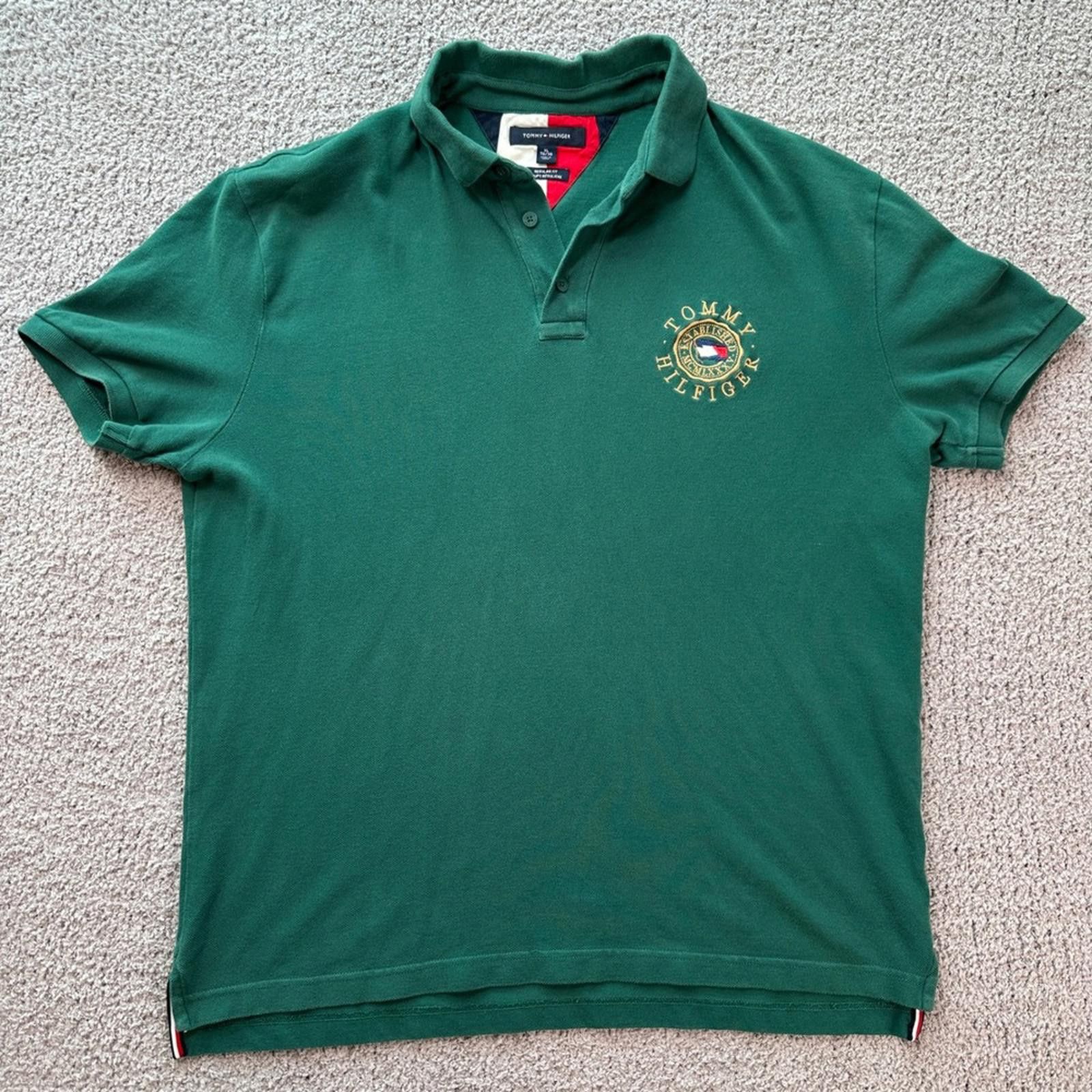 Tommy Hilfiger Tommy Hilfiger Men's Green Regular Fit Polo Shirt XL Logo Size US XL / EU 56 / 4 - 2 Thumbnail