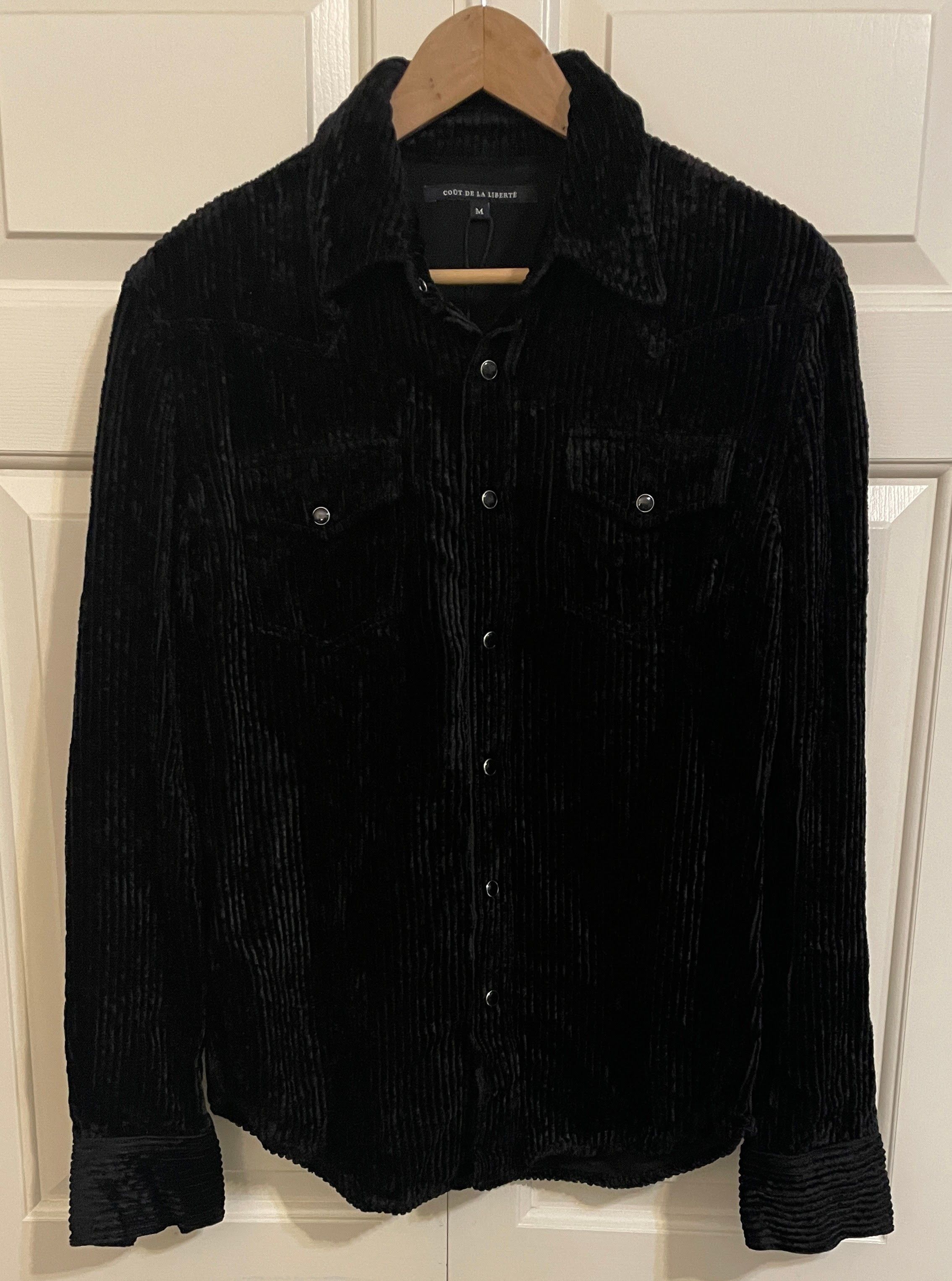 image of $1050 Bnwot Cout De La Liberte Stevie Cord Western Shirt S/m in Black, Men's (Size Medium)