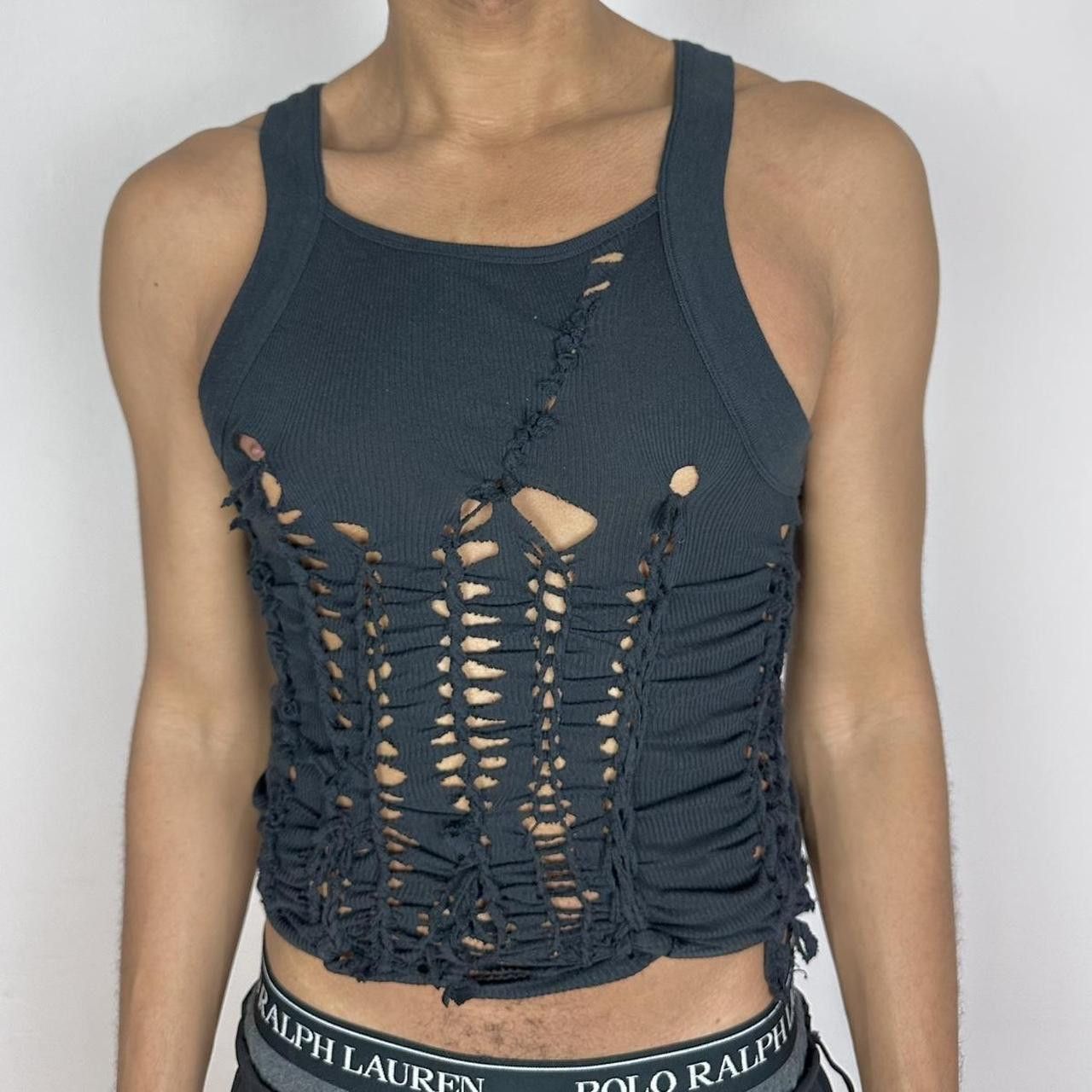 Other 'ABSTRACT' Black Braided Cut Out G Unit Tank - Medium Size US M / EU 48-50 / 2 - 1 Thumbnail