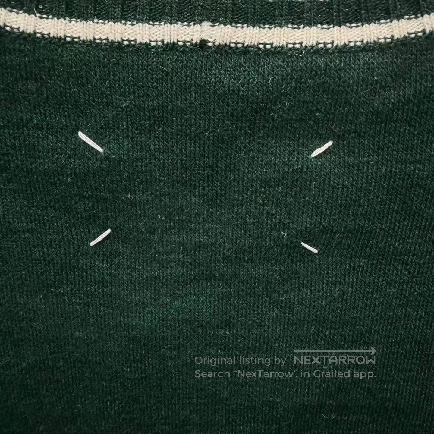 Maison Margiela Maison Margiela Preppy V-Neck Green Destroyed Knit Sweater Size S / US 4 / IT 40 - 5 Thumbnail