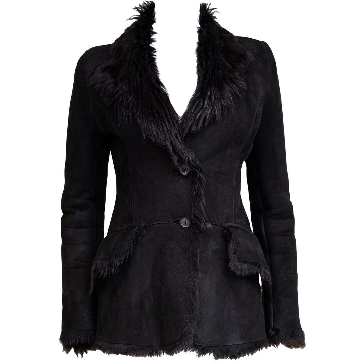 Gucci by Tom Ford 1996 Black Shearling Fur Leather Jacket