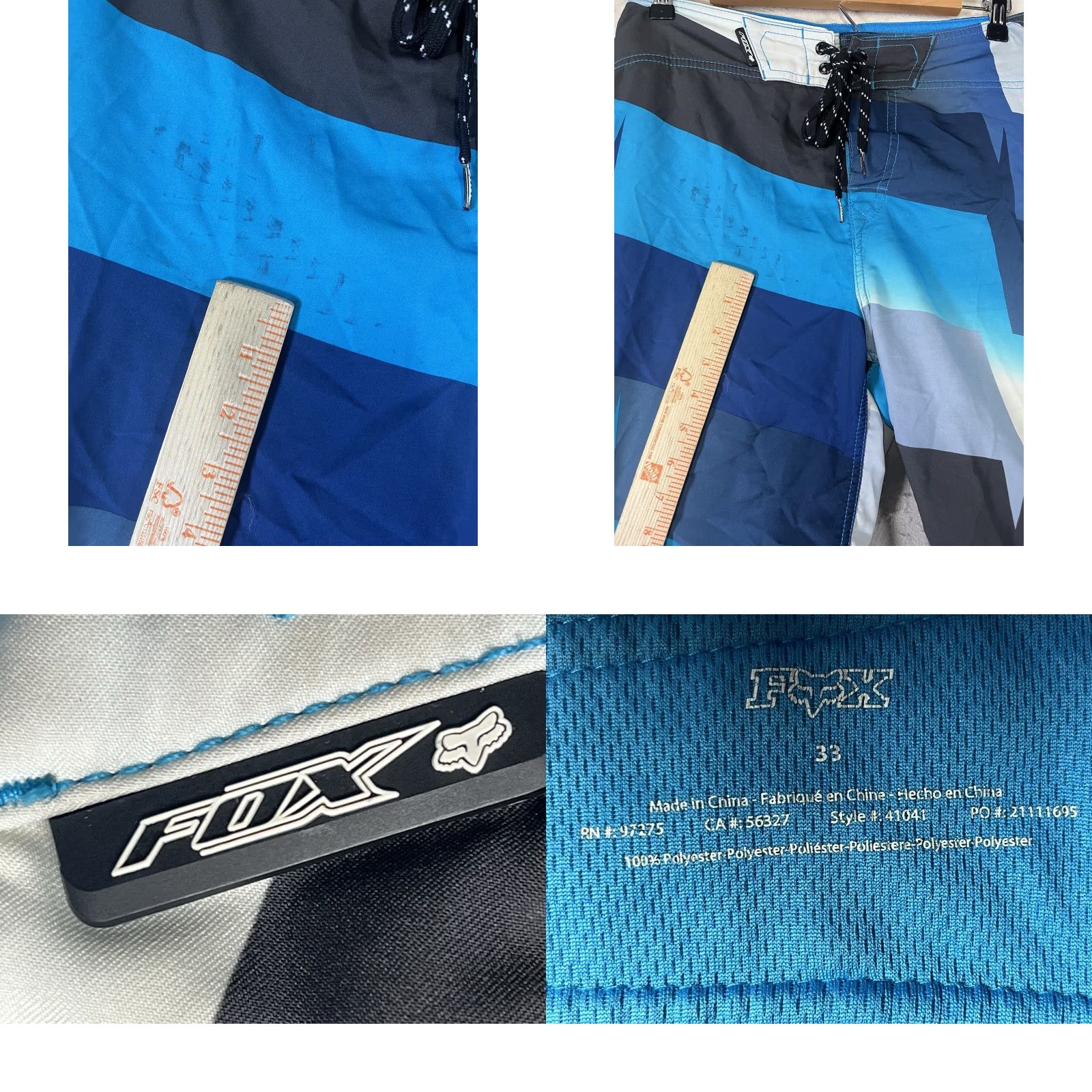 Fox Racing Fox Board Shorts Men's 33 Blue Colorblock Logo Quick Dry Breathable Drawstring Surfing Recreational Polyester Regular Men China Damen? Size US 33 - 8 Thumbnail