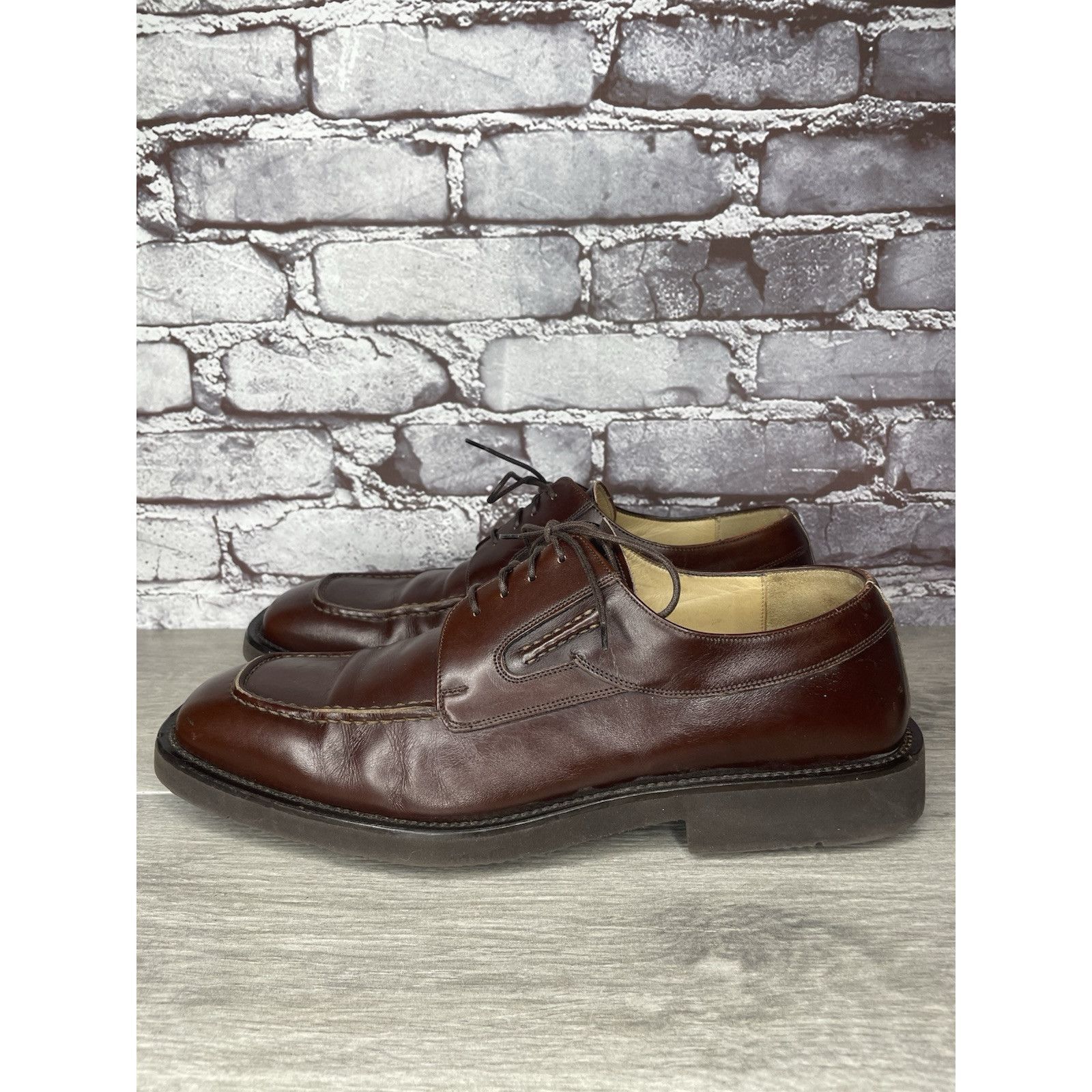 Principe PRINCIPE Brown Leather Square Toe XL Light Oxfords Lace Shoe Size US 10 / EU 43 - 10 Thumbnail
