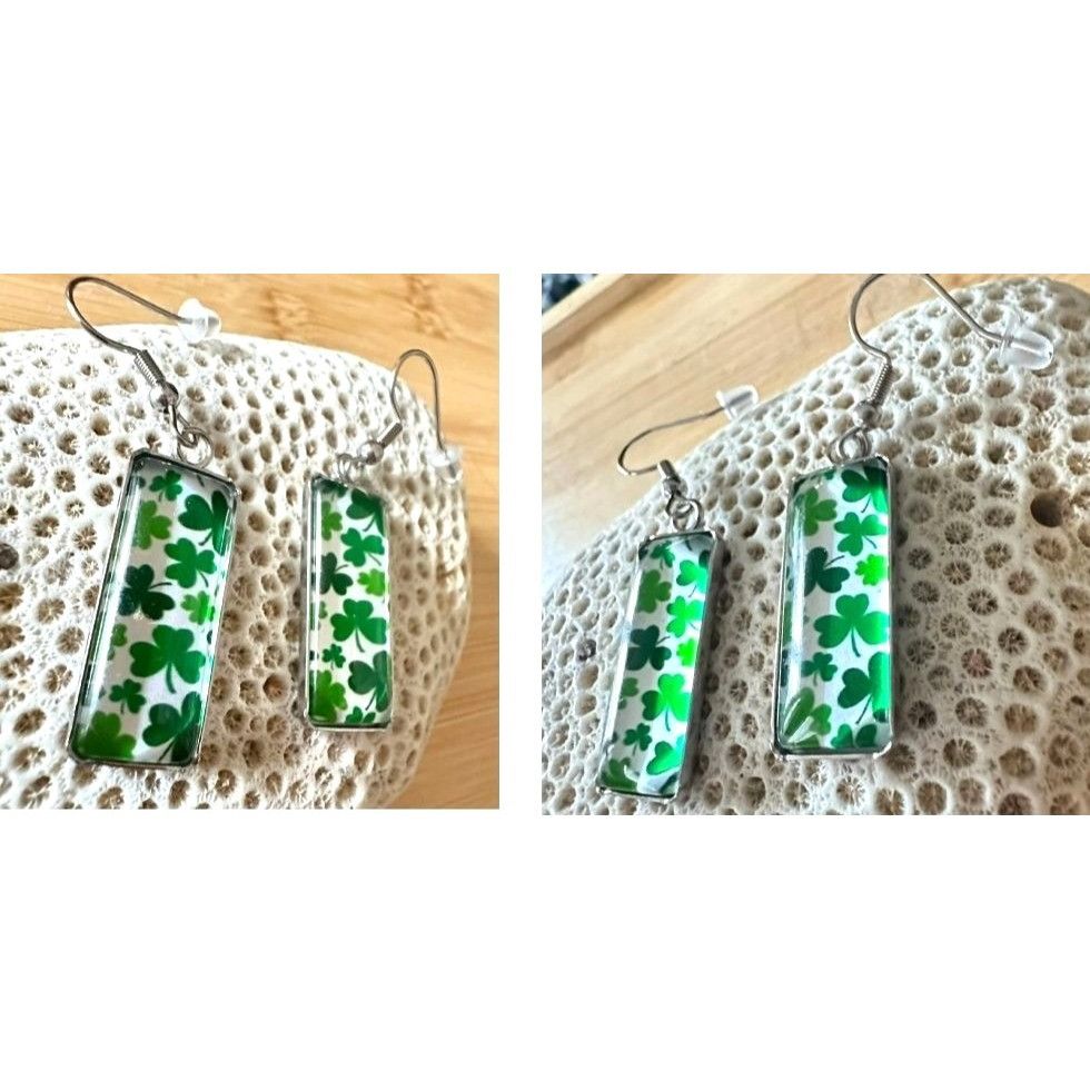 Handmade St Patrick's Day Shamrock Earrings Rectangle Party Parade Fe Size ONE SIZE - 5 Thumbnail