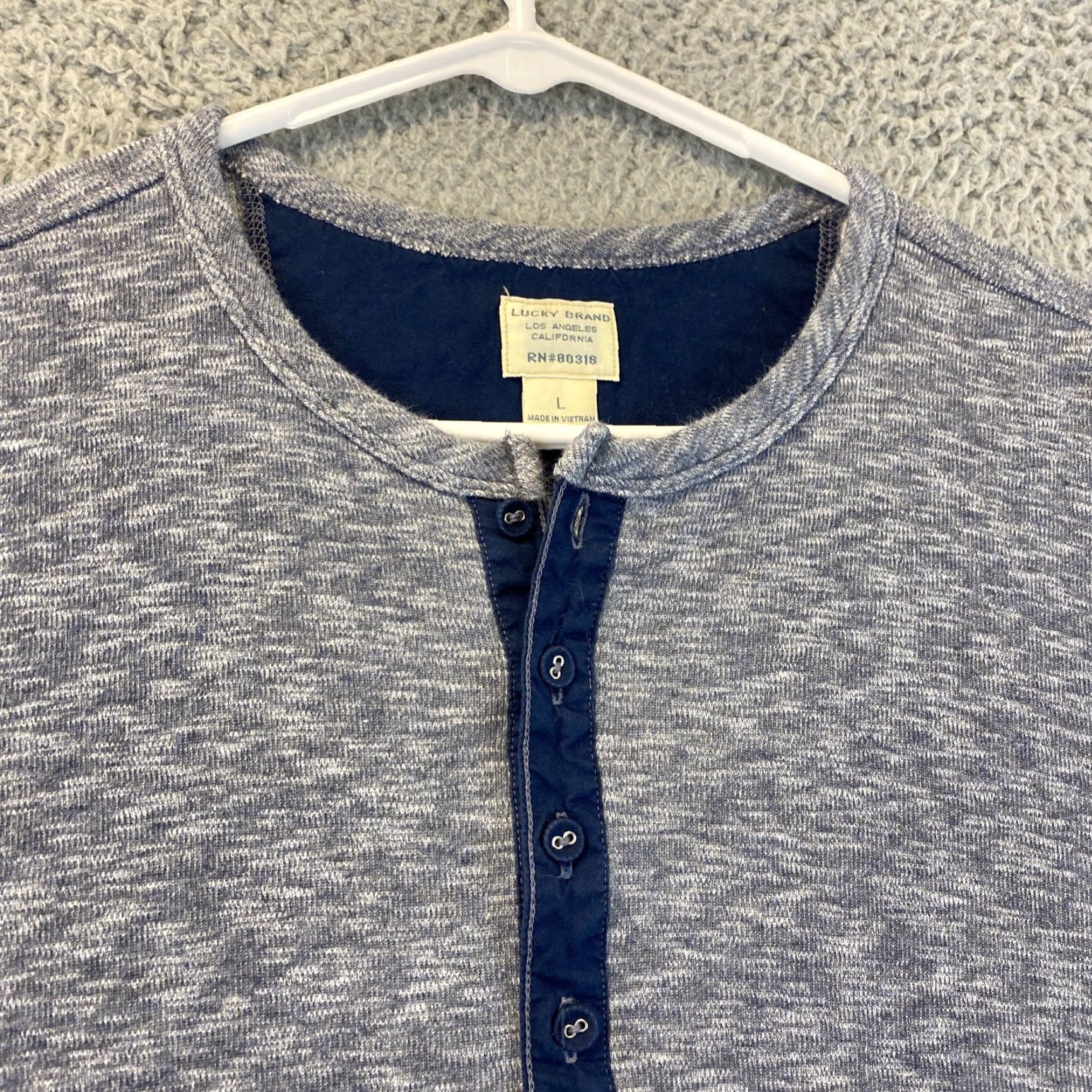 Lucky Brand VINTAGE Lucky Brand Sweater Henley Mens Large Blue Long Sleeve Military Size US L / EU 52-54 / 3 - 3 Thumbnail