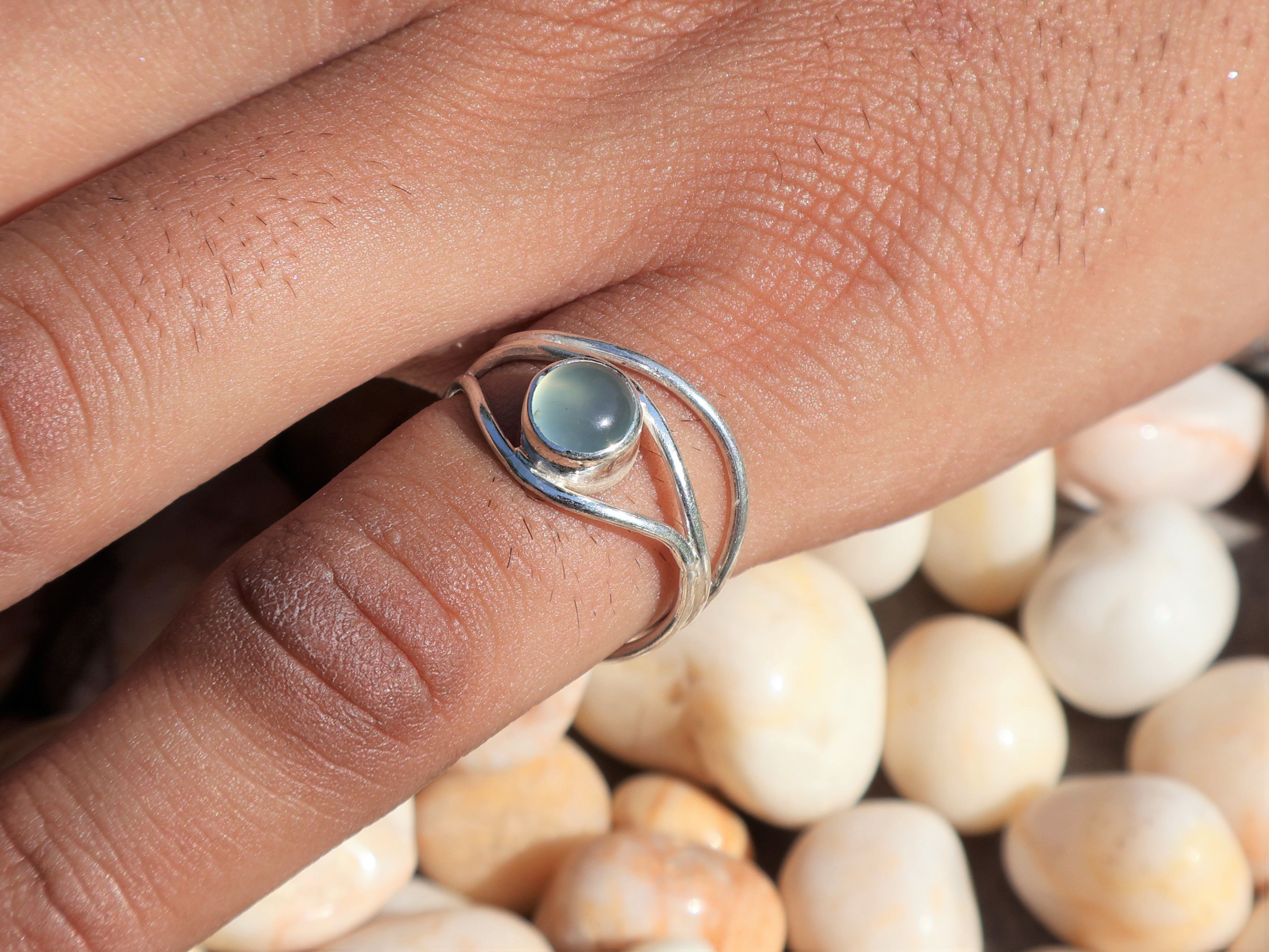 Handmade Aqua Chalcedony Ring, Sterling Silver Handmade Women Ring, Size ONE SIZE - 7 Thumbnail