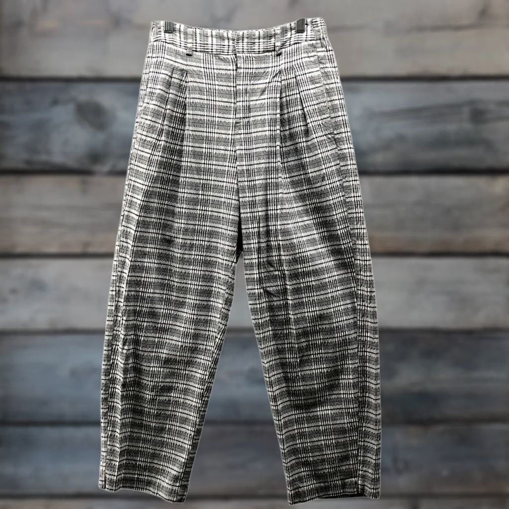 Urban Outfitters VINTAGE Urban Outfitters Gray Plaid High Waisted Pleated Seersucker Pants Womens M Knit Size 32" / US 10 / IT 46 - 1 Thumbnail