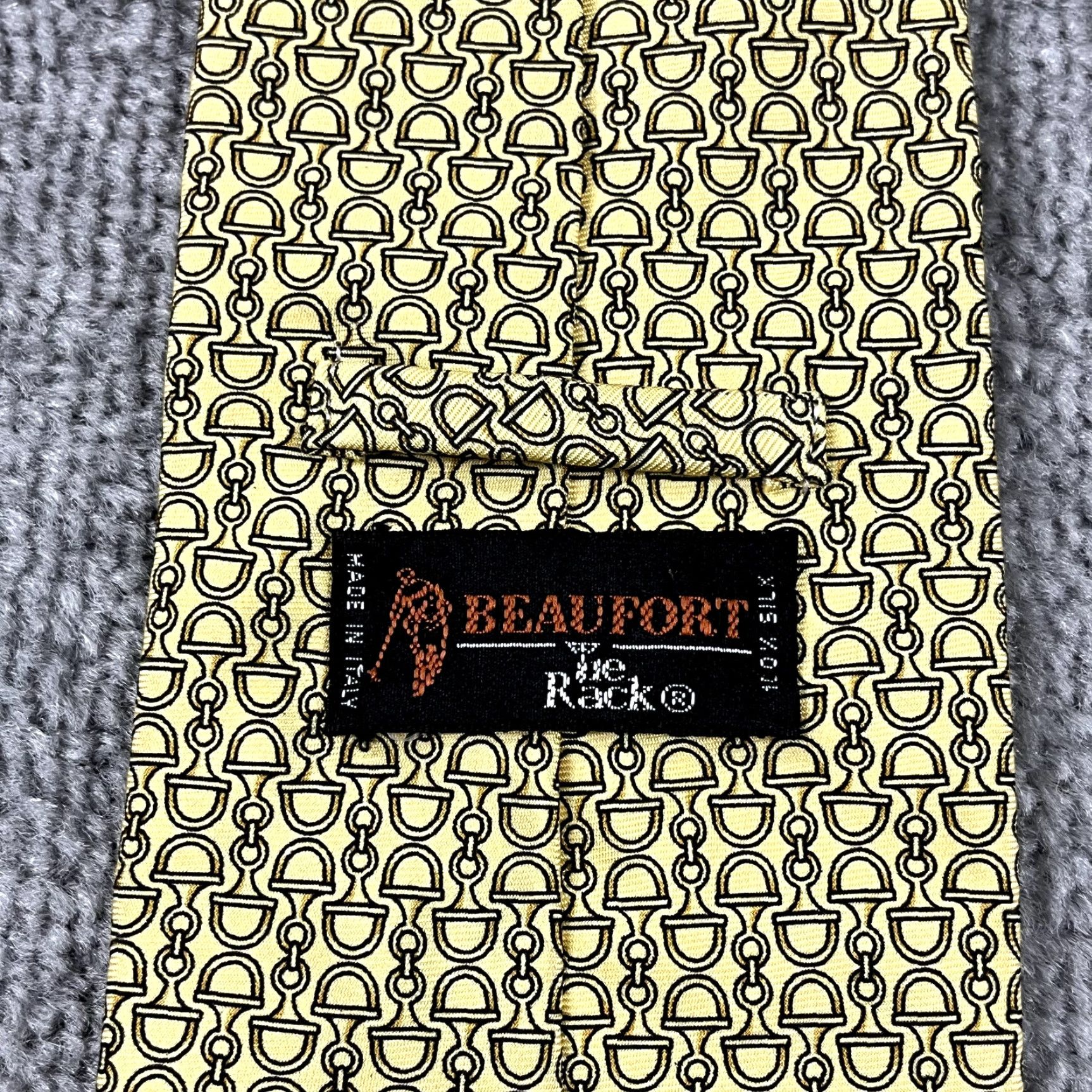 Vintage VINTAGE Beaufort Men’s Tie Equestrian Horse Bits Silk Italy Classic 57-60 Inches Yellow Size ONE SIZE - 2 Thumbnail