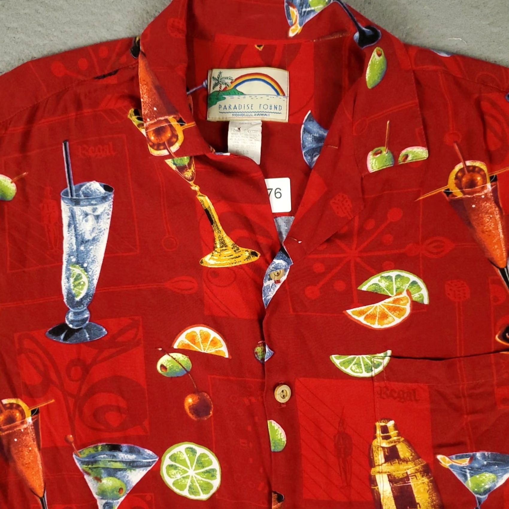 Paradise Found Paradise Found Shirt Mens Medium Red Vintage Hawaiian Tropical Graphic Print Rayon Button-Up Short Sleeve, Collared, 1990s-2000s, Men’s Size US M / EU 48-50 / 2 - 2 Thumbnail
