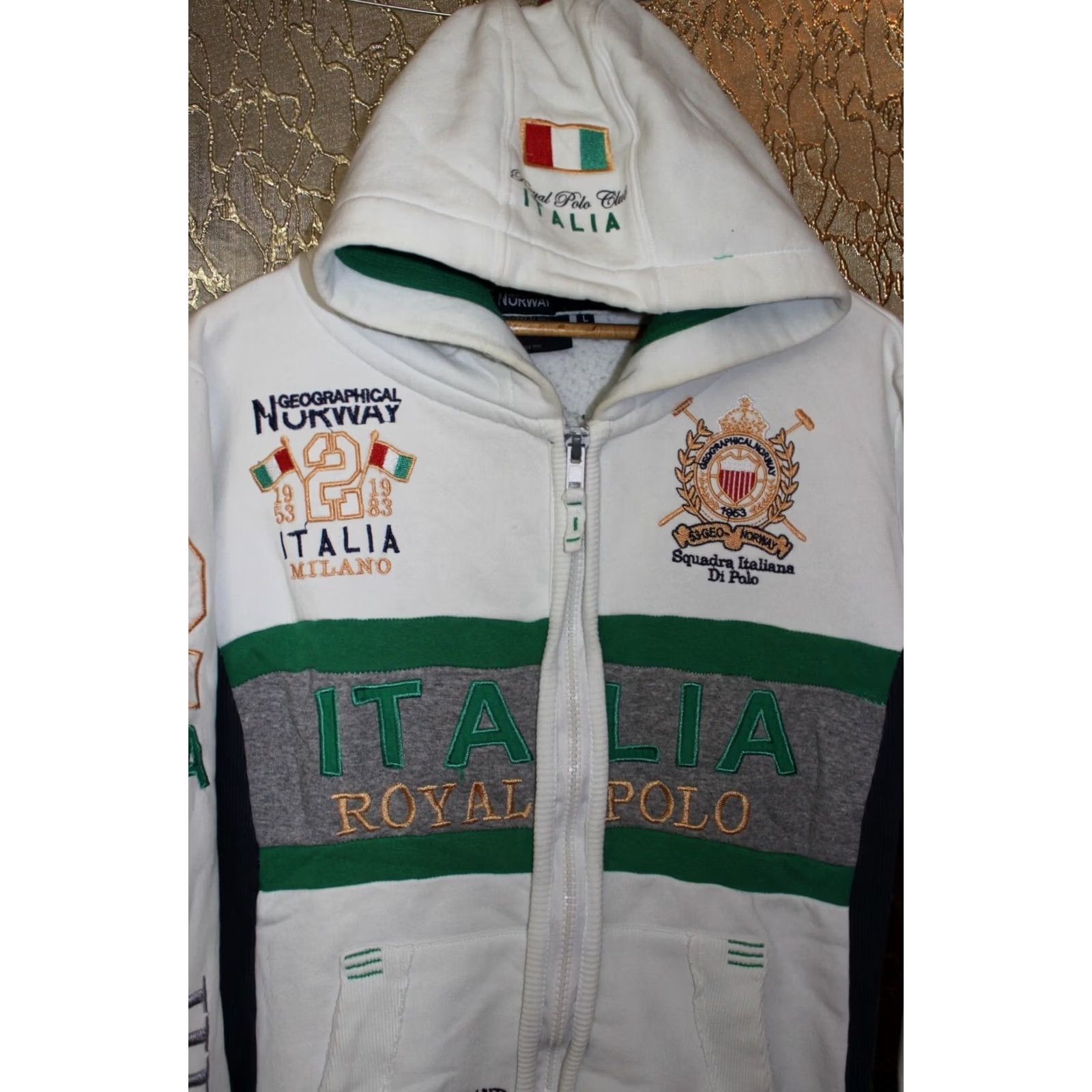 Vintage Norway Geographical Italia Polo Team Hoodie Jacket Zip L White Mens Regular Size L Hoodie Women none? Size US L / EU 52-54 / 3 - 2 Thumbnail