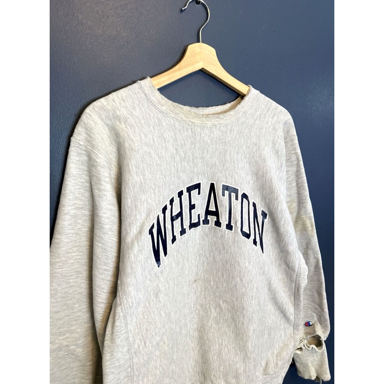 Champion VINTAGE Champion Reverse Weave Sweatshirt Mens L Gray 90s Pullover Reversible Wheaton College Size US L / EU 52-54 / 3 - 2 Thumbnail