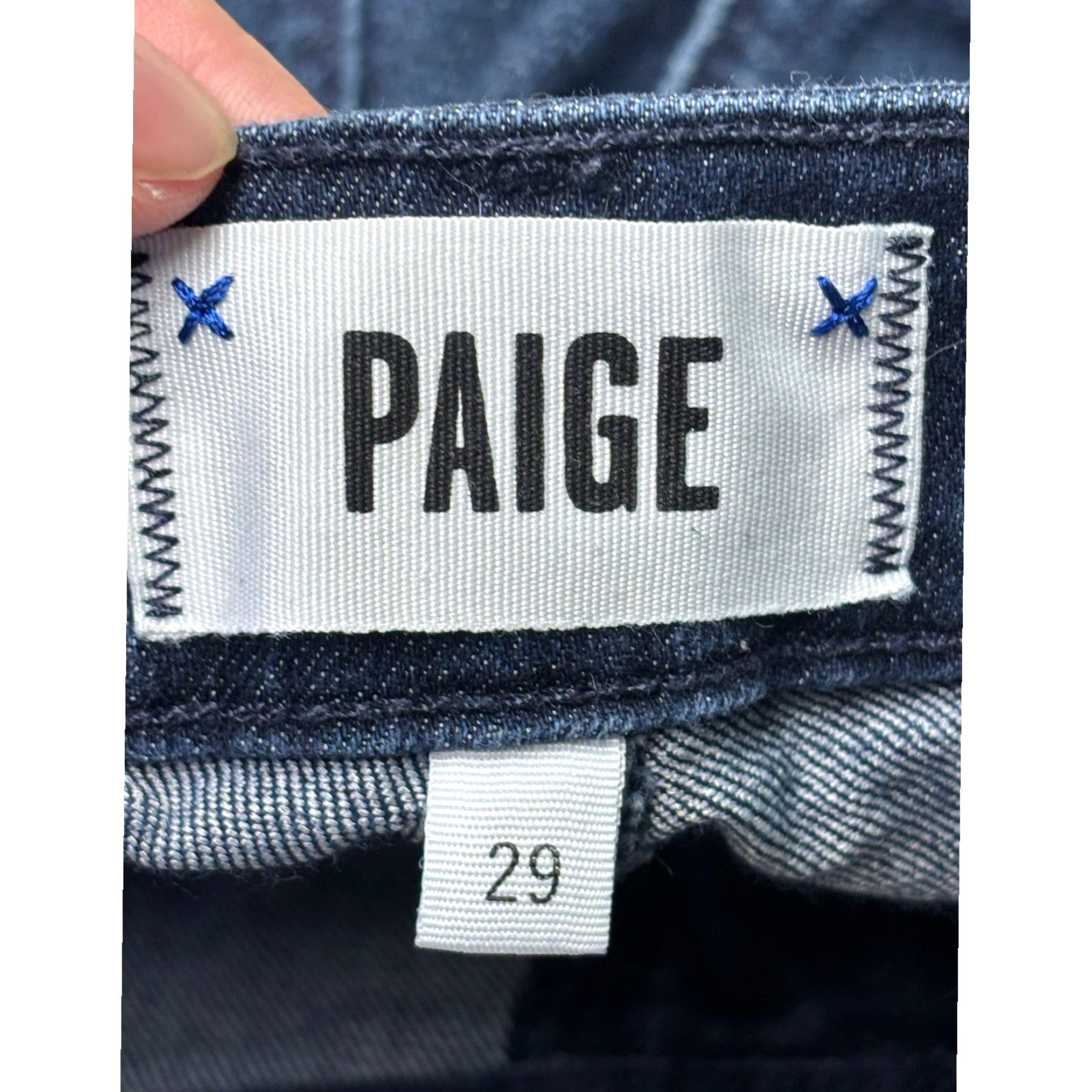 Paige Paige Kylie Crop Jeans Tonal Duncan Dark Wash Straight Leg 29X26 WJ629 DNM184 Womens Denim Size 29" - 5 Thumbnail