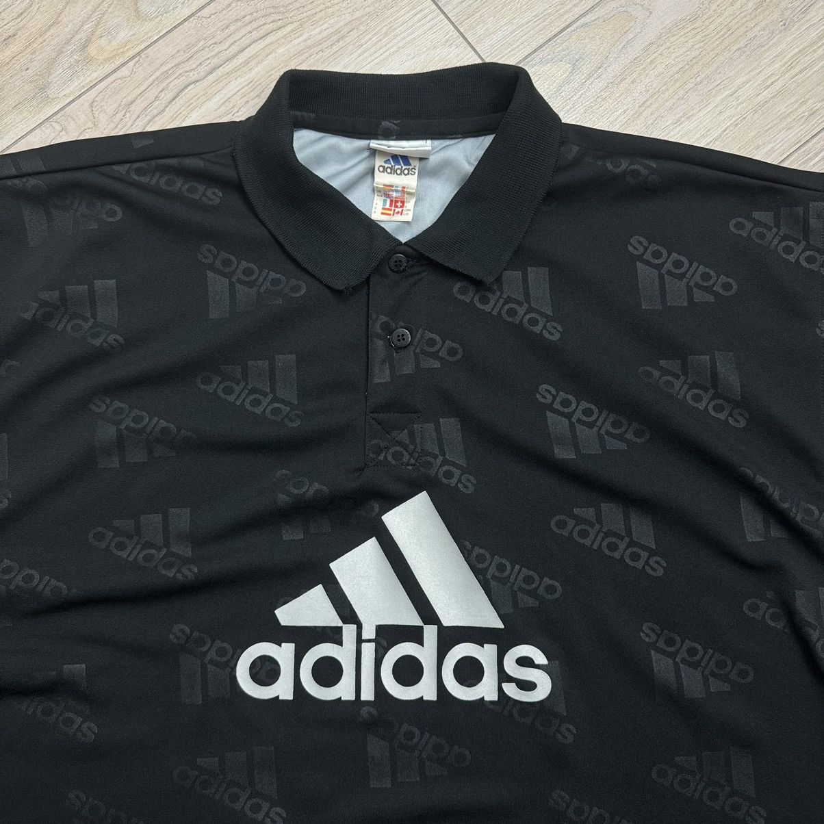 Adidas Vintage Y2K Adidas Multi Logo Monogram Boxy Polo Shirt Size US L / EU 52-54 / 3 - 4 Thumbnail