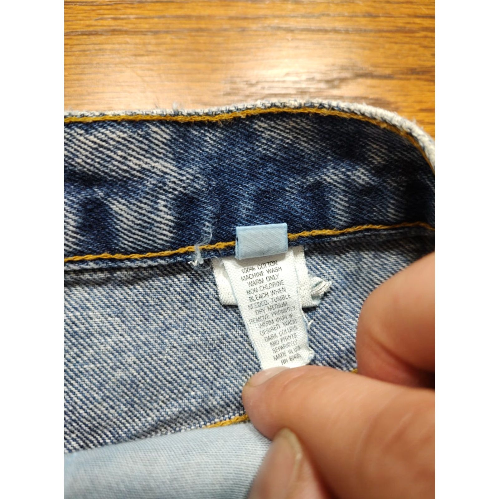 Denime VINTAGE Womans Acid Wash Denim Skirt Size 23 Inch Waist Made In USA Blue Size 40" / US 18 - 6 Thumbnail