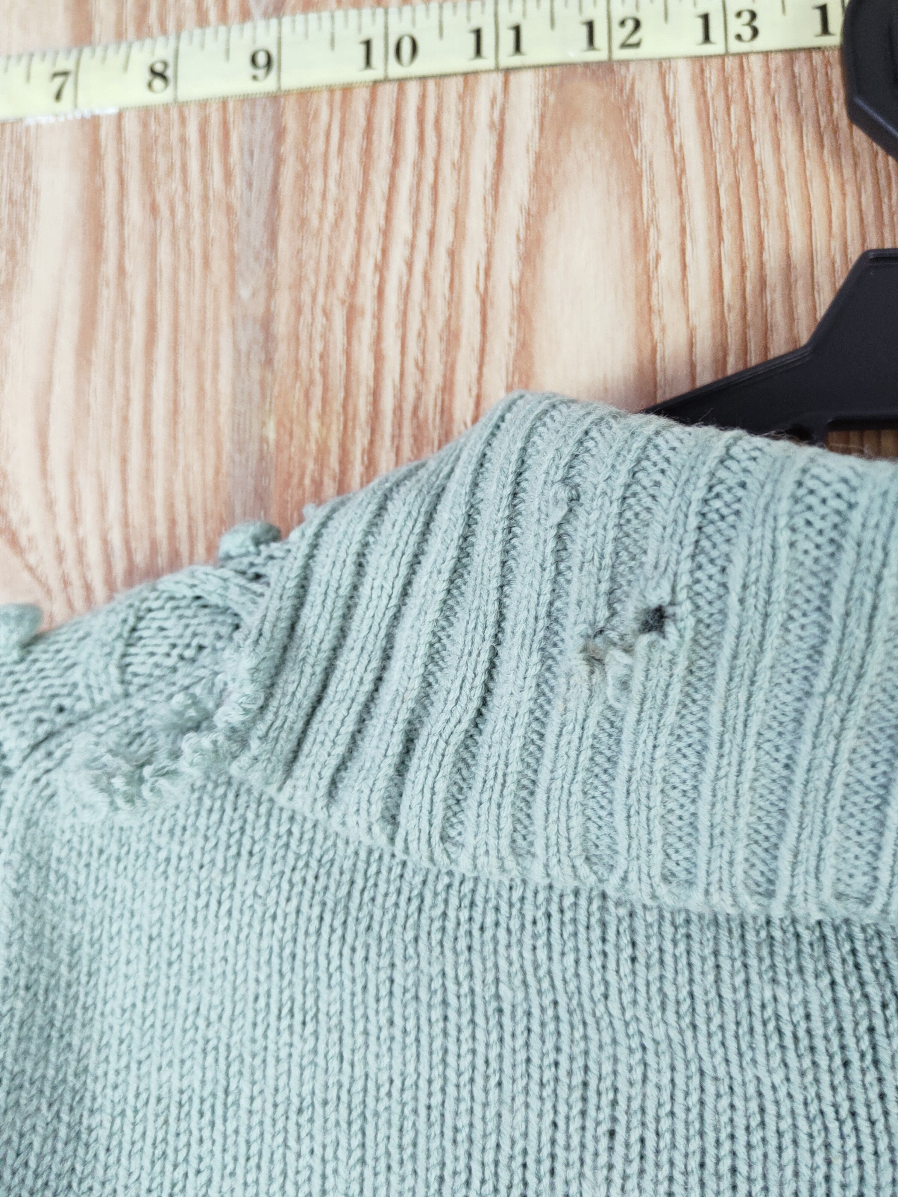 Japanese Brand × Vintage L& Beautiful Green Ripped Knitwear Cardigan #w875 Size M / US 6-8 / IT 42-44 - 10 Thumbnail