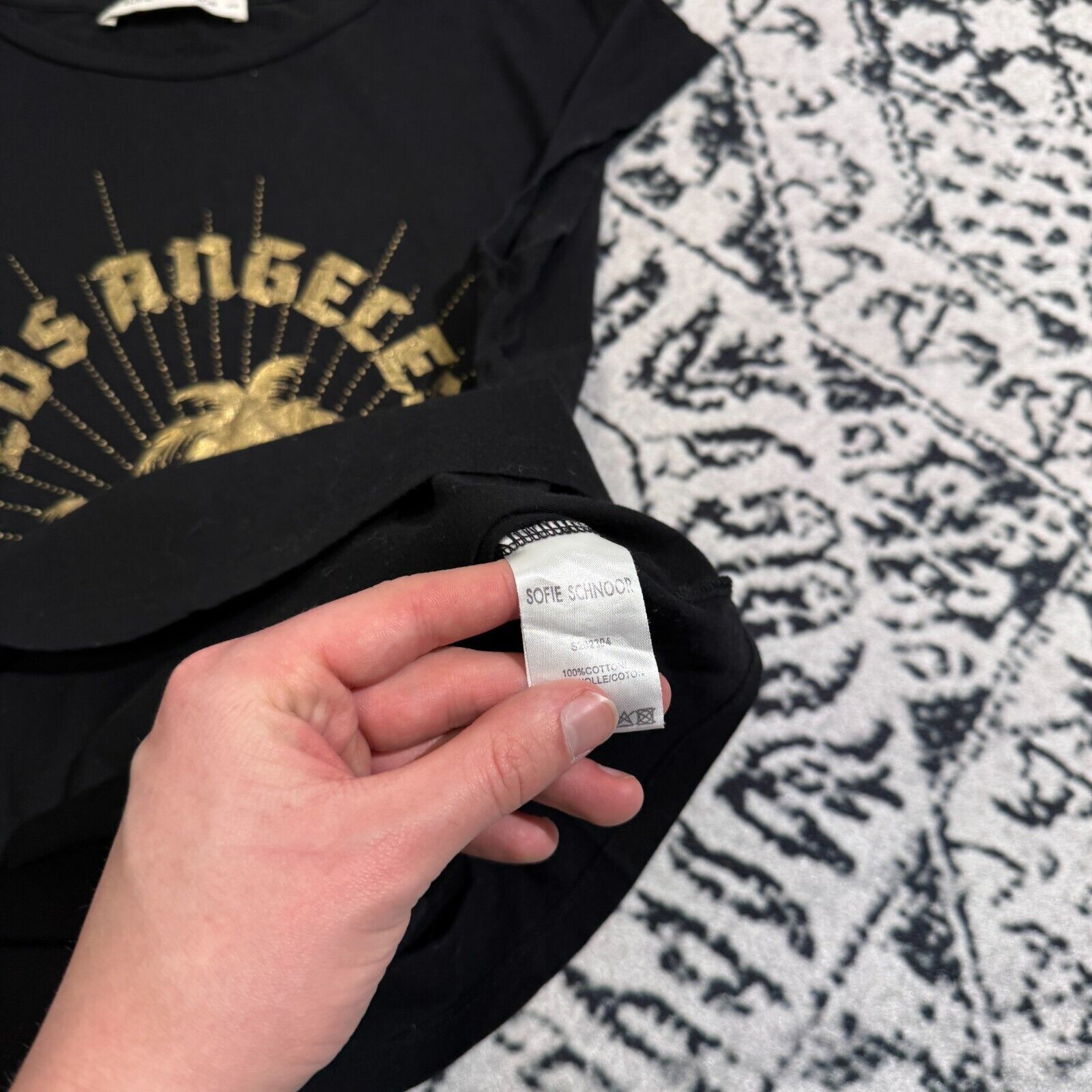 Vintage Vintage Sophie Schnoor Women's Black Cotton T-Shirt Size XS Size US XS / EU 42 / 0 - 7 Thumbnail