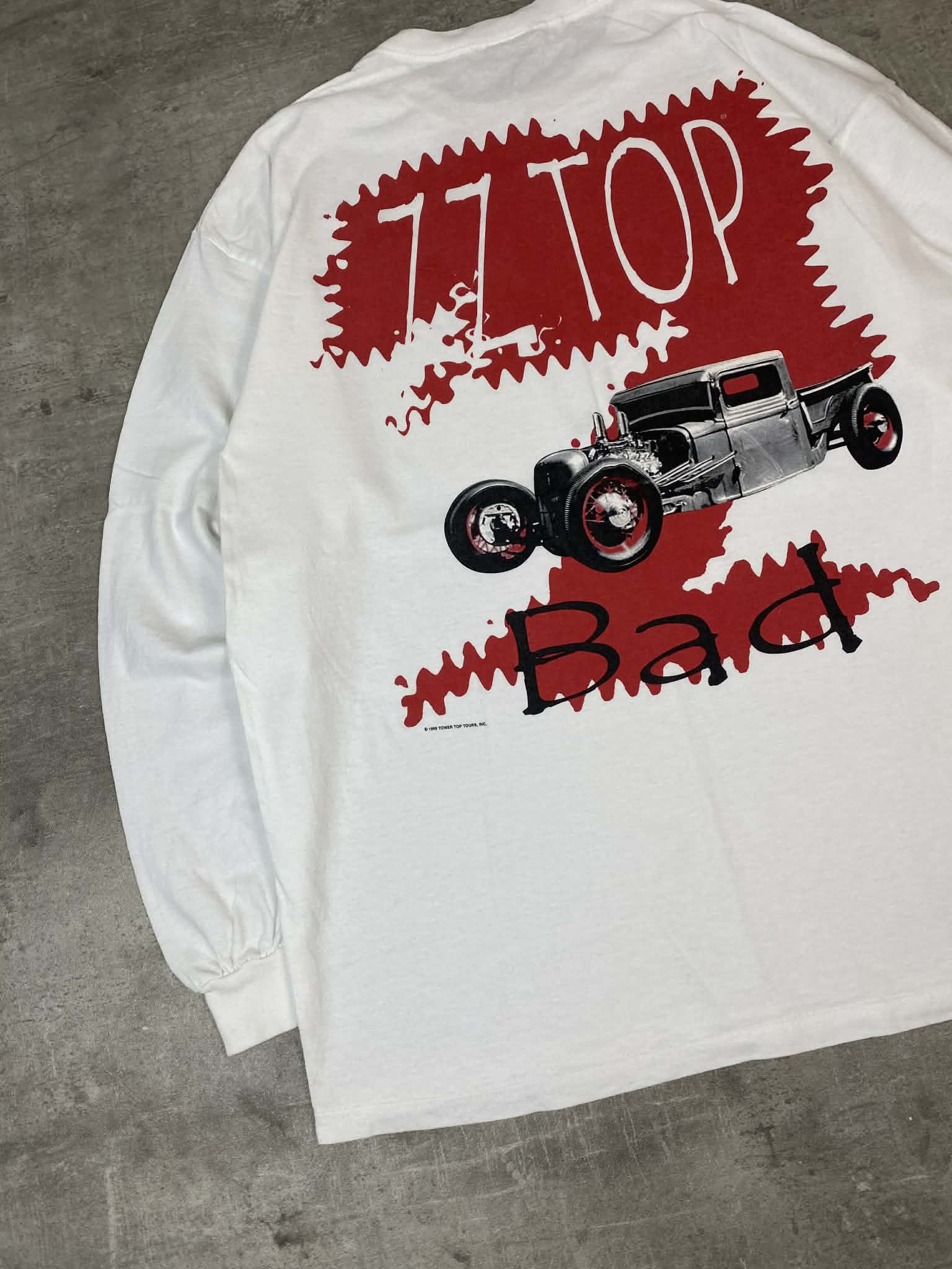 Vintage ZZ Top White Longsleeve T-shirt Bad 1999s Giant Rare Car Size US XL / EU 56 / 4 - 4 Thumbnail