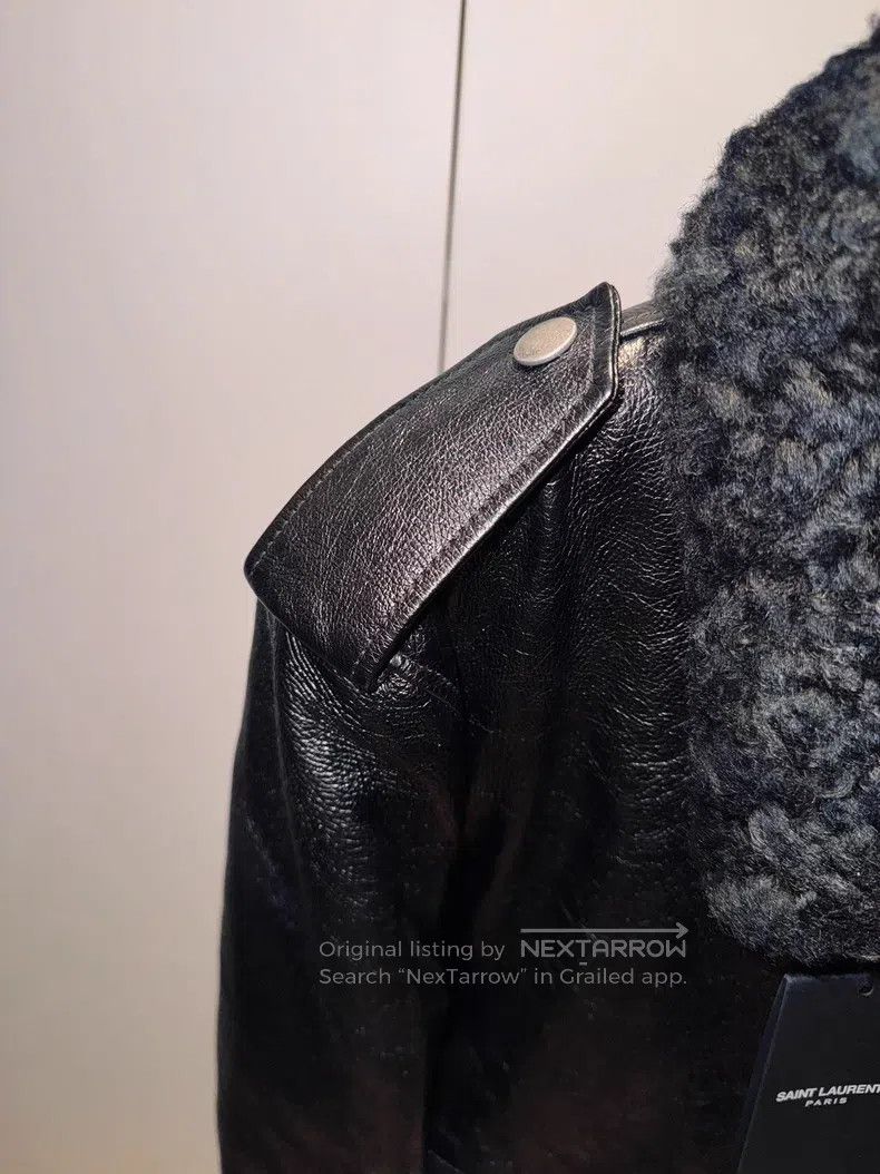 Saint Laurent Paris Saint Laurent Paris Leather and Wool Knit Jacket Size US M / EU 48-50 / 2 - 2 Thumbnail
