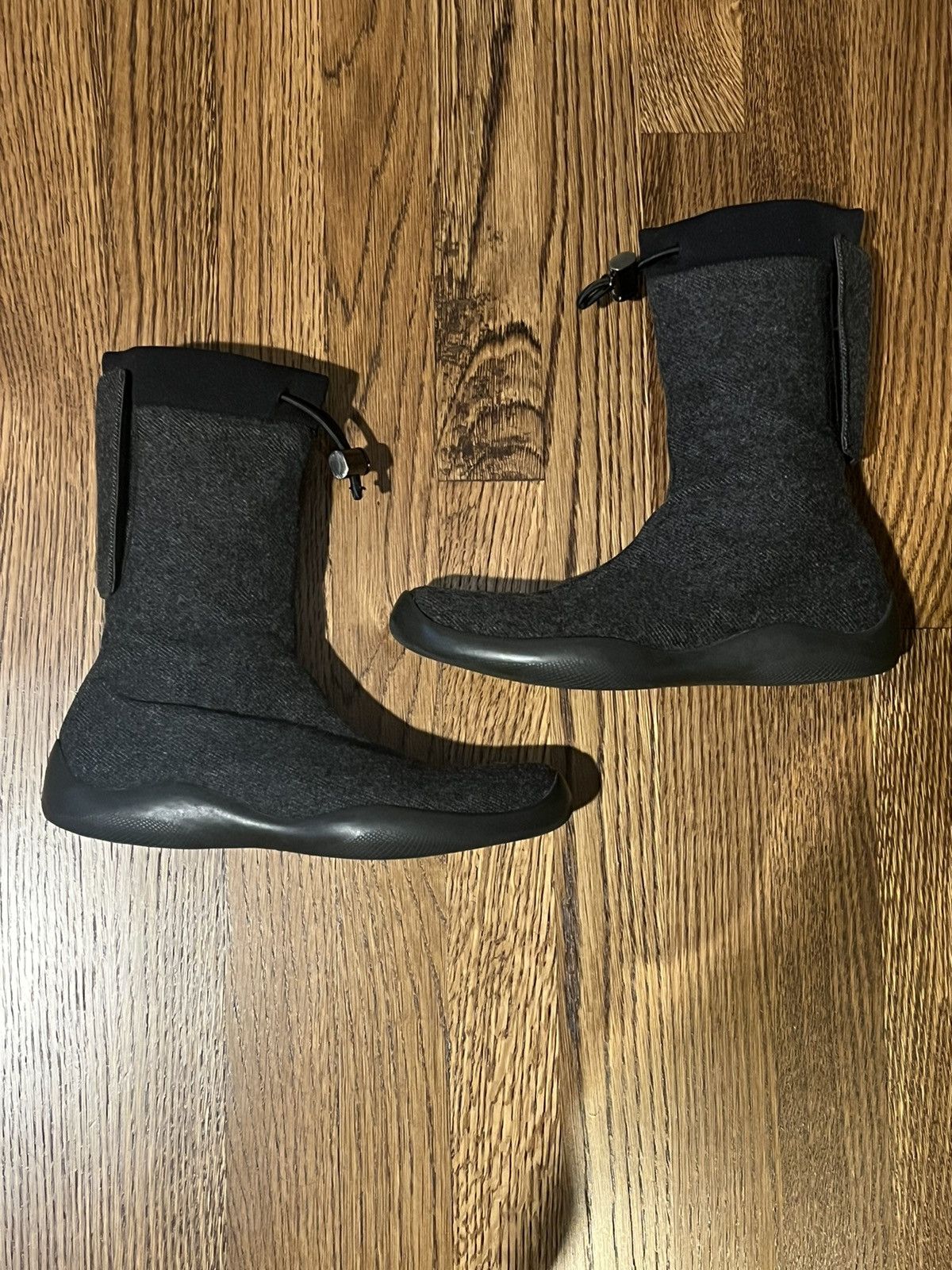 image of Vintage 90's Prada Vibram Grey Felt Ankle Boots, Women's (Size 6.5)