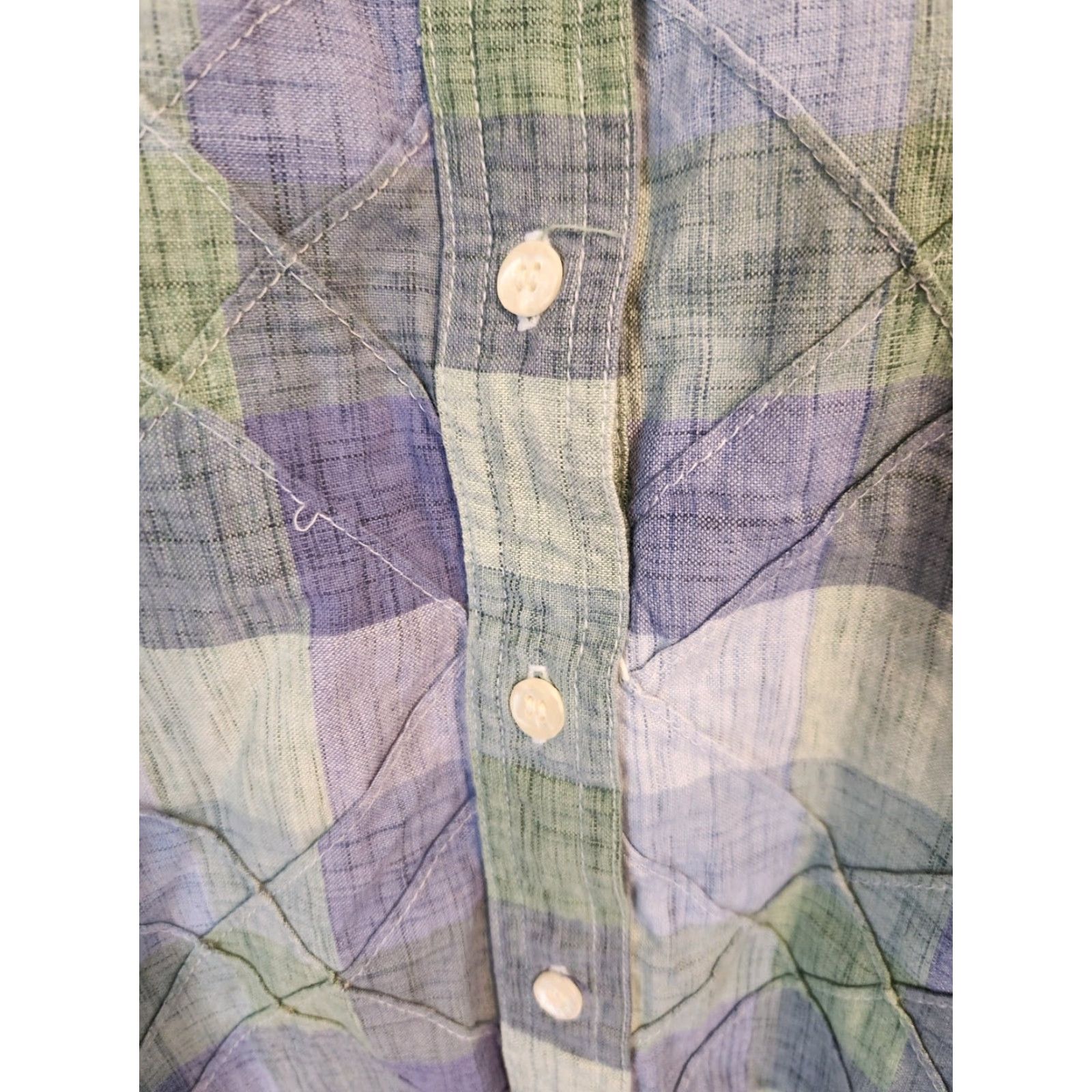 Vintage Classic Elements Shirt Women 20W Plus Size Plaid Lavender Purple Green Button-Up Short Sleeve Casual Shirt womens Size 3XL / US 20-22 - 3 Thumbnail