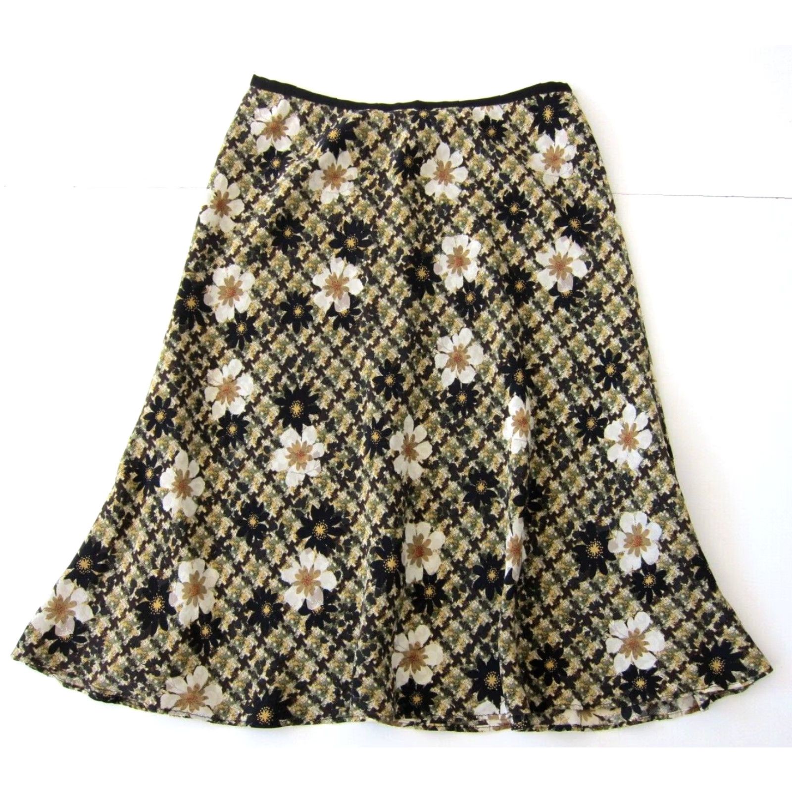 Alfani Alfani Petite Silk Lined Floral A-Line Skirt 2P Green 26" Waist 30" Hip Knee Length Women Size 26" / US 2 / IT 38 - 2 Thumbnail