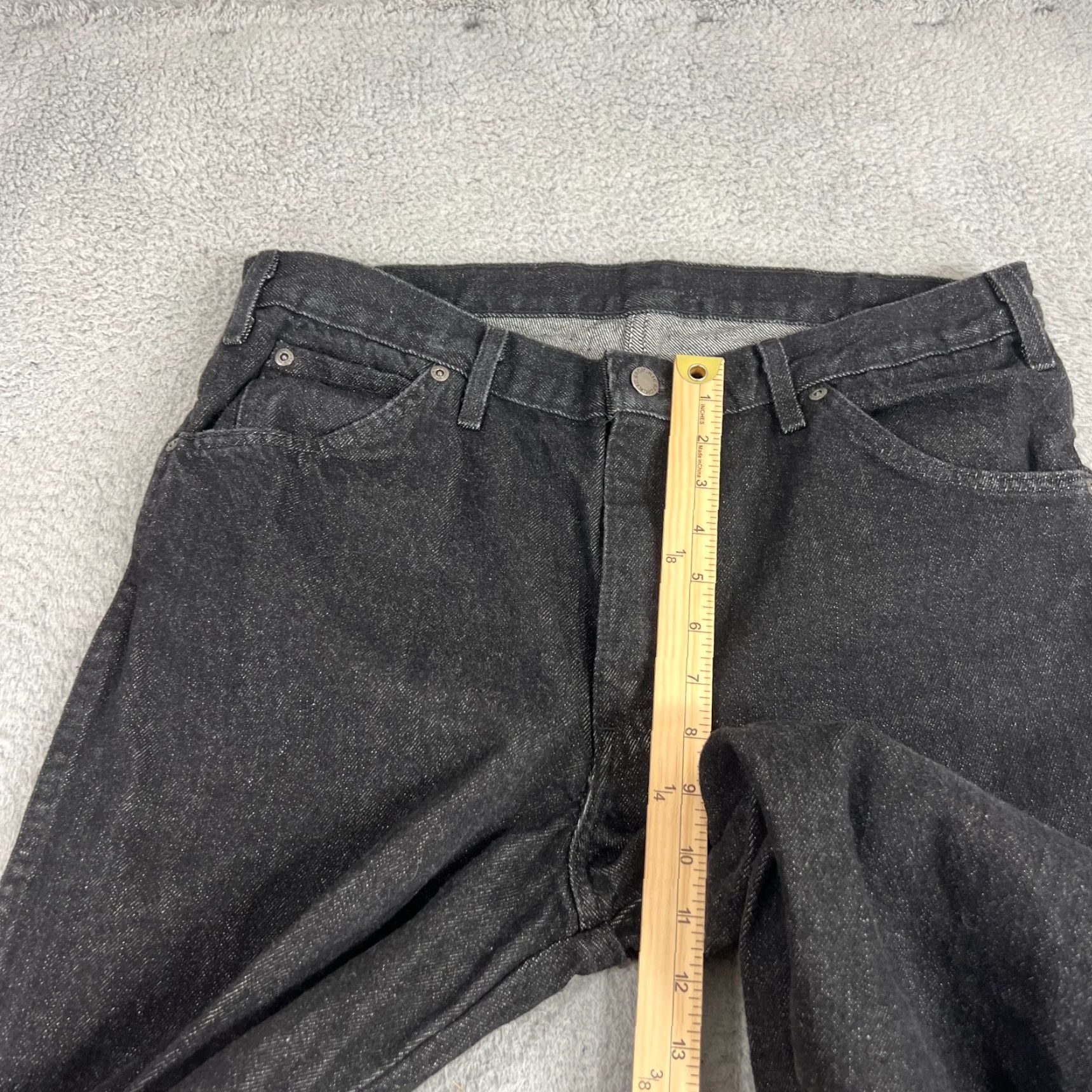 Dickies VINTAGE Dickies Jeans Mens 34x30 Regular Black Denim 5-Pocket Straight Fit Jeans 36x30 Inseam 30in Waist 36in Medium Rise Western Work Pants Mens Size US 34 / EU 50 - 4 Thumbnail