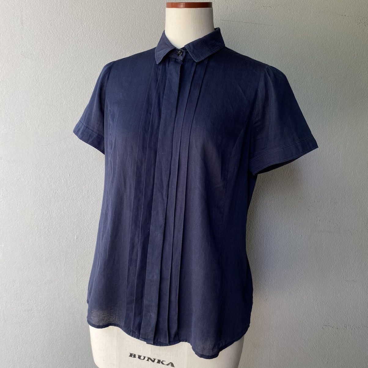 Burberry BURBERRY Soft Navy Pleated Blouse Size S / US 4 / IT 40 - 19 Thumbnail