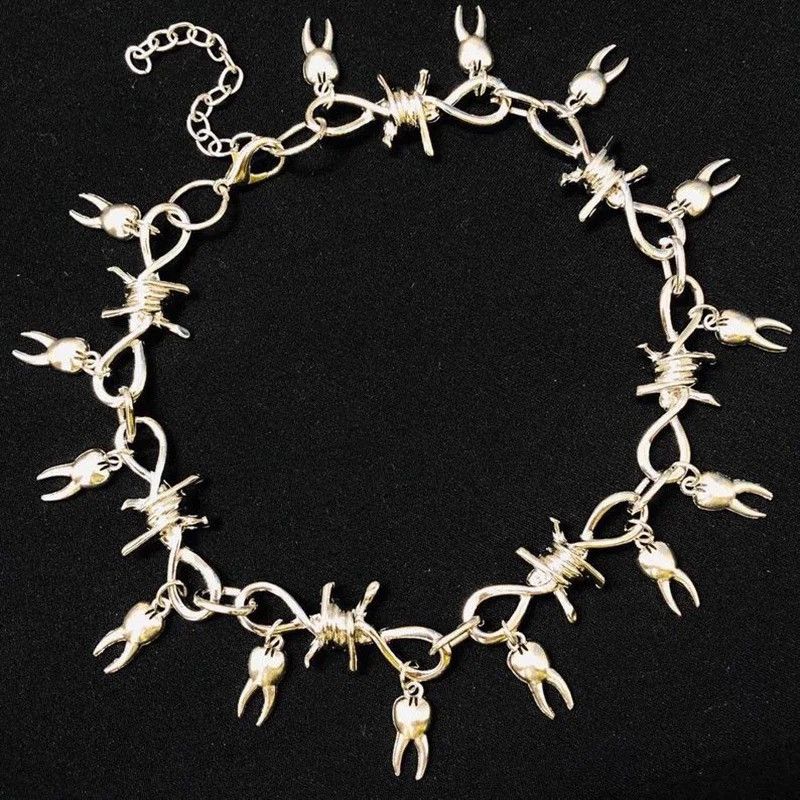 Jewelry Chunky Tooth Barbed Wired Choker Necklace Size ONE SIZE - 4 Thumbnail