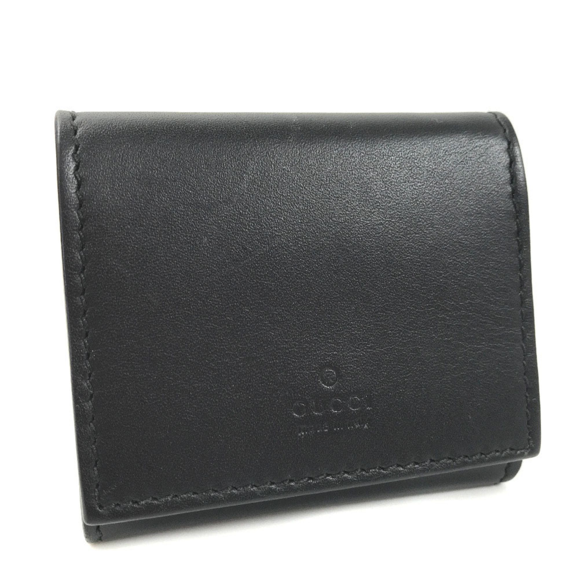 image of Gucci Coin Case Flower 406648 Leather Black Green Men's Gucci