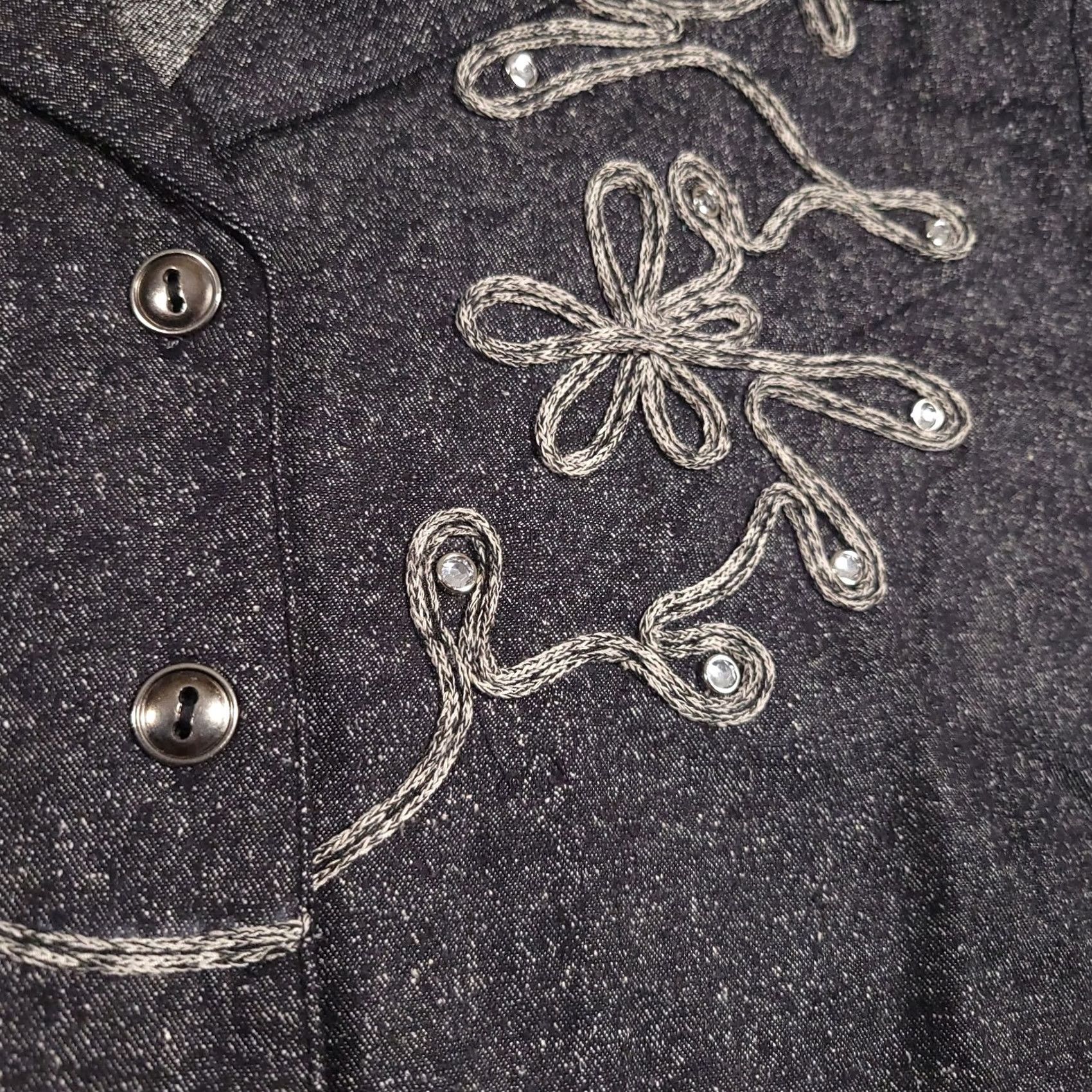 Vintage VINTAGE Cervelle Button Up Shirt 100% Silk Womens L Gray Embroidered Shoulder Pads Shirts メンズ? Size L / US 10 / IT 46 - 4 Thumbnail