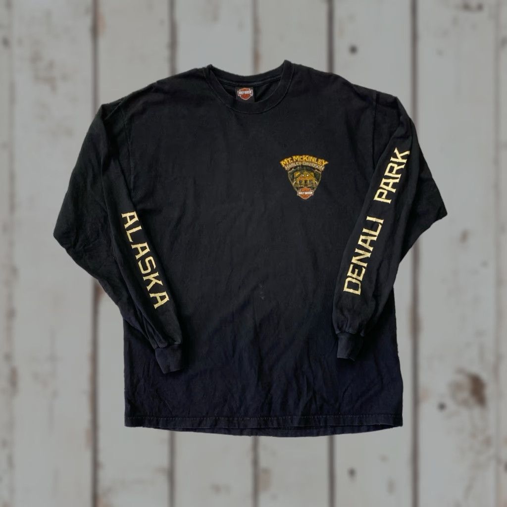 Harley Davidson VINTAGE Harley-Davidson T Shirt Adult XL Black Denali Park Alaska Motorcycle Graphic Print Short Sleeve Crew Neck Men Mens Size US XL / EU 56 / 4 - 1 Thumbnail