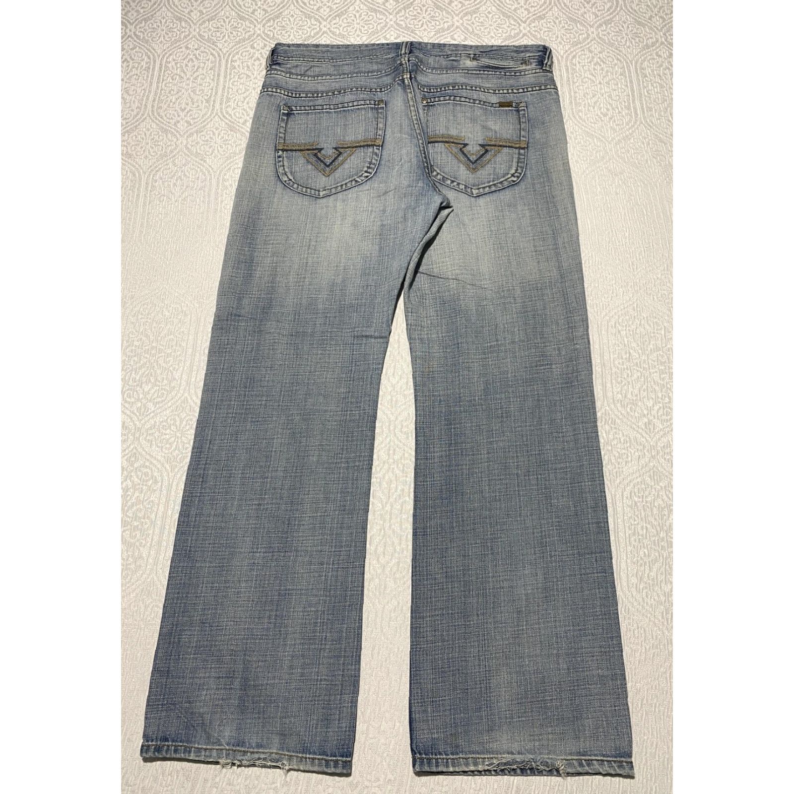 Buffalo David Bitton Buffalo David Bitton Jeans Mens 38x32 Blue Wash Straight Leg Embroidered Denim Jeans - 5-Pocket Logo Back Pocket Size US 38 / EU 54 - 7 Thumbnail