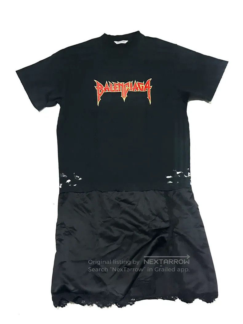 Balenciaga Rock Band Patchwork Short Sleeve Dress