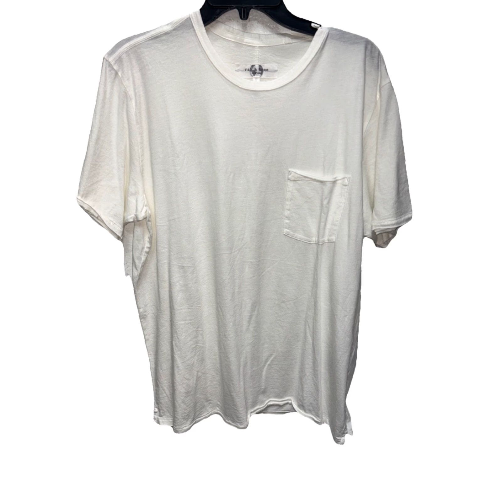 Rag & Bone rag & bone New York Miles Organic Cotton Pocket Tee Shirt Ivory L Crew Neck Short Sleeve Logo Pockets Men Size US L / EU 52-54 / 3 - 2 Thumbnail