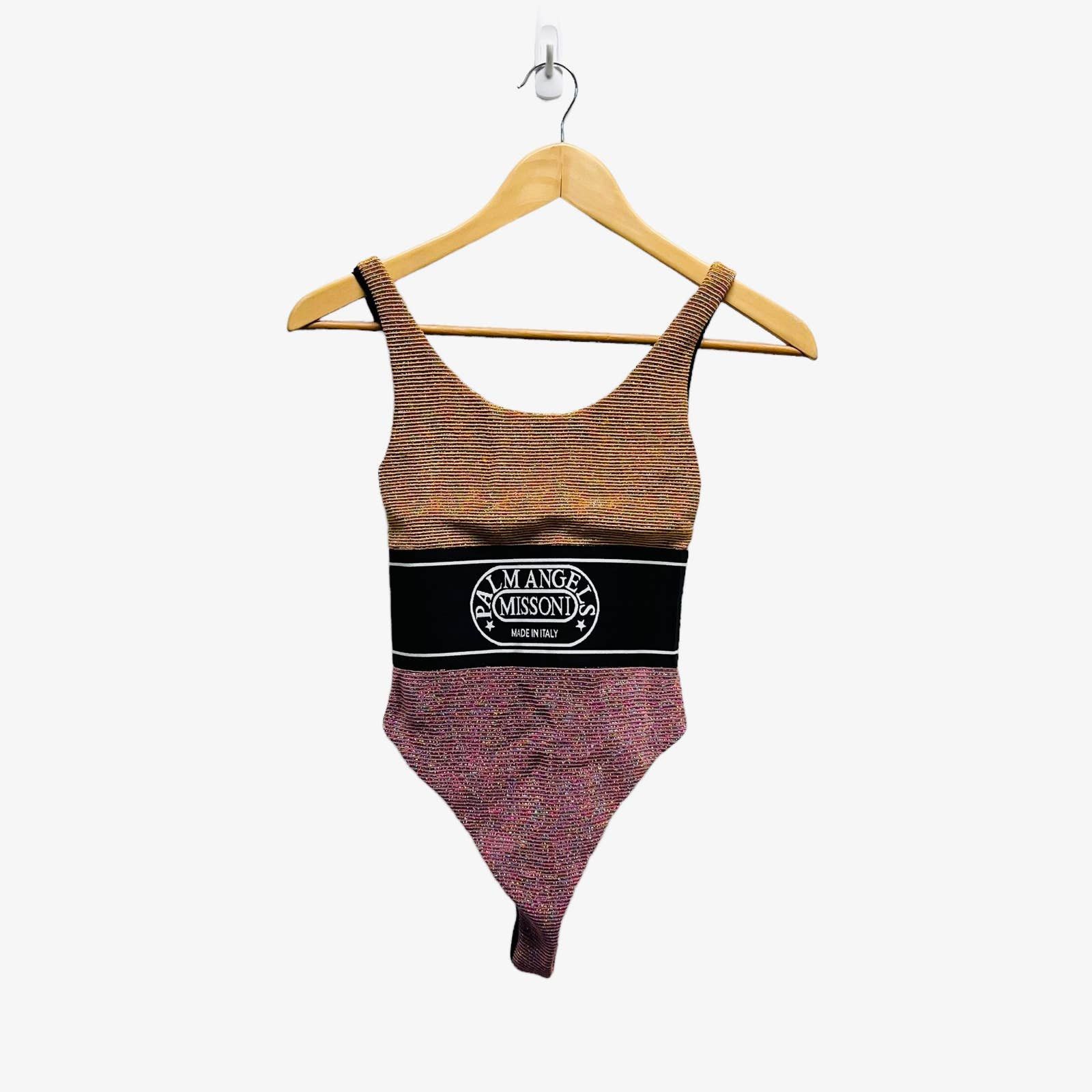 PALM ANGELS × Missoni Colorblocked Logo Lurex Swimsuit XS