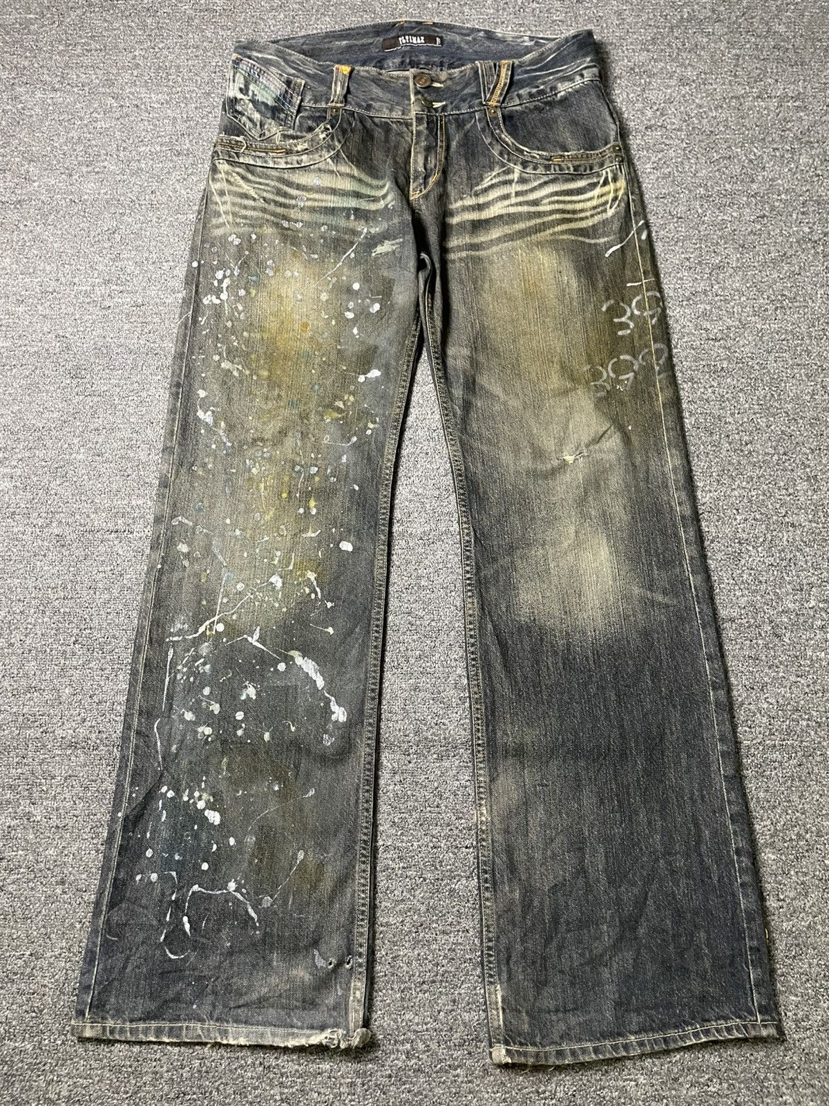 Japanese Brand ULTIMAX PAINT SPLASHED FLARED JEANS (103) Size US 34 / EU 50 - 1 Thumbnail