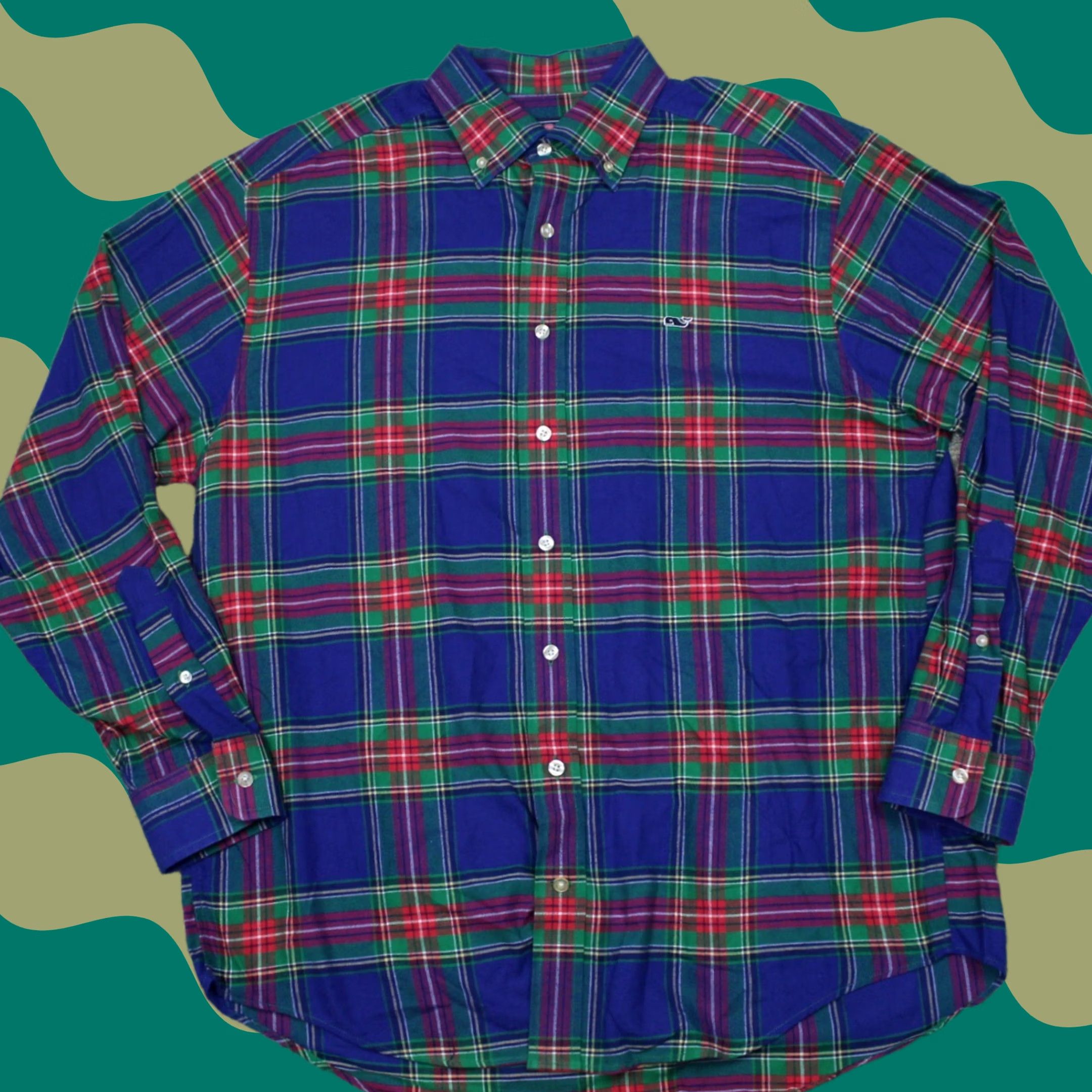Vineyard Vines Vineyard Vines Whale Shirt Mens Large Blue/Red/Green Cotton Long Sleeve Button Shirt Size US L / EU 52-54 / 3 - 1 Thumbnail