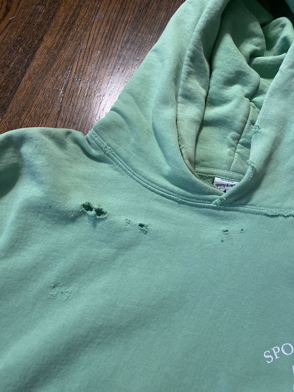 Dover Street Market Sporty & Rich Hand Distressed Hoodie Size XL Size US XL / EU 56 / 4 - 3 Thumbnail