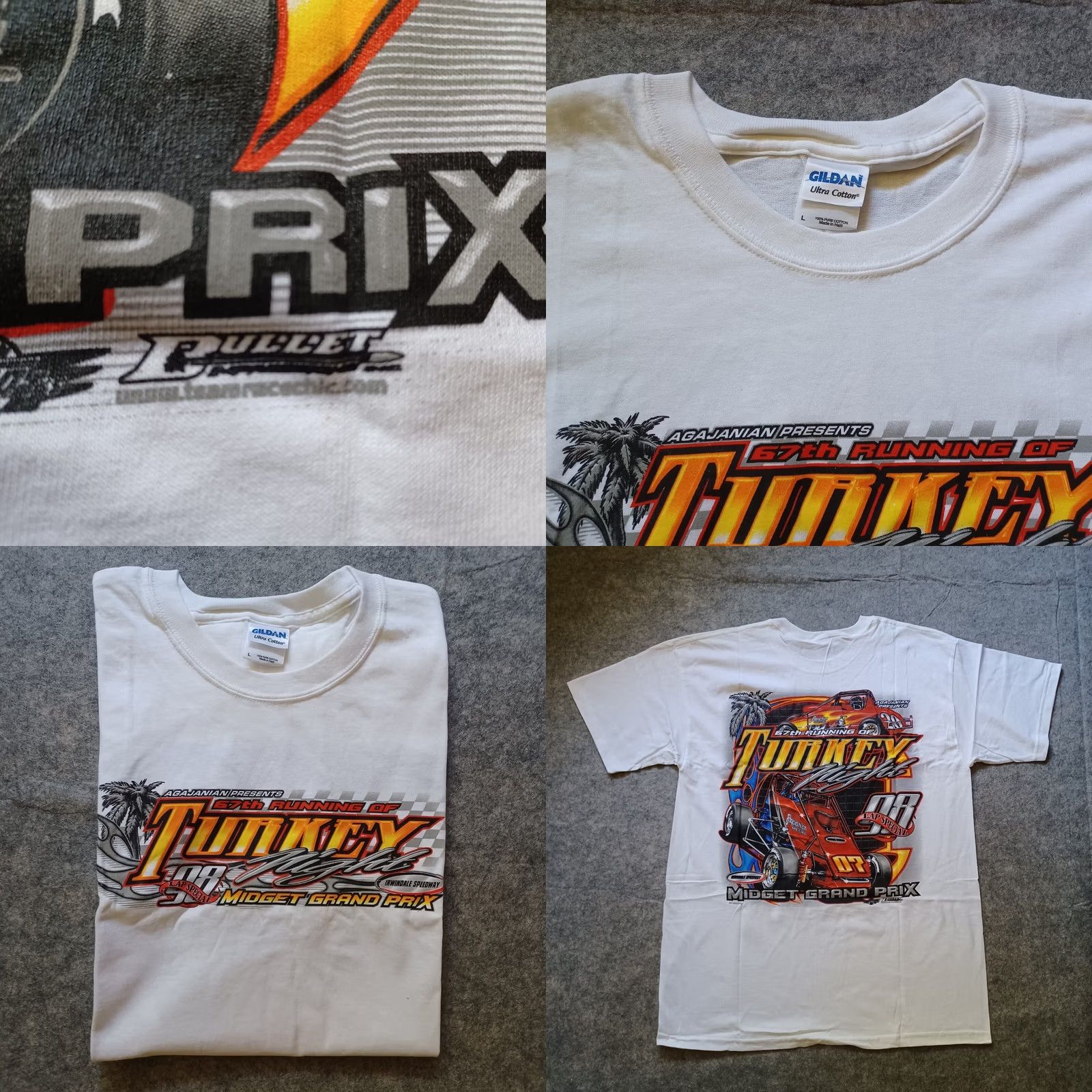 Gildan Midget Grand Prix Mens Shirt Large White 67th Running Of Turkey Night Racing 2 Size US L / EU 52-54 / 3 - 9 Thumbnail