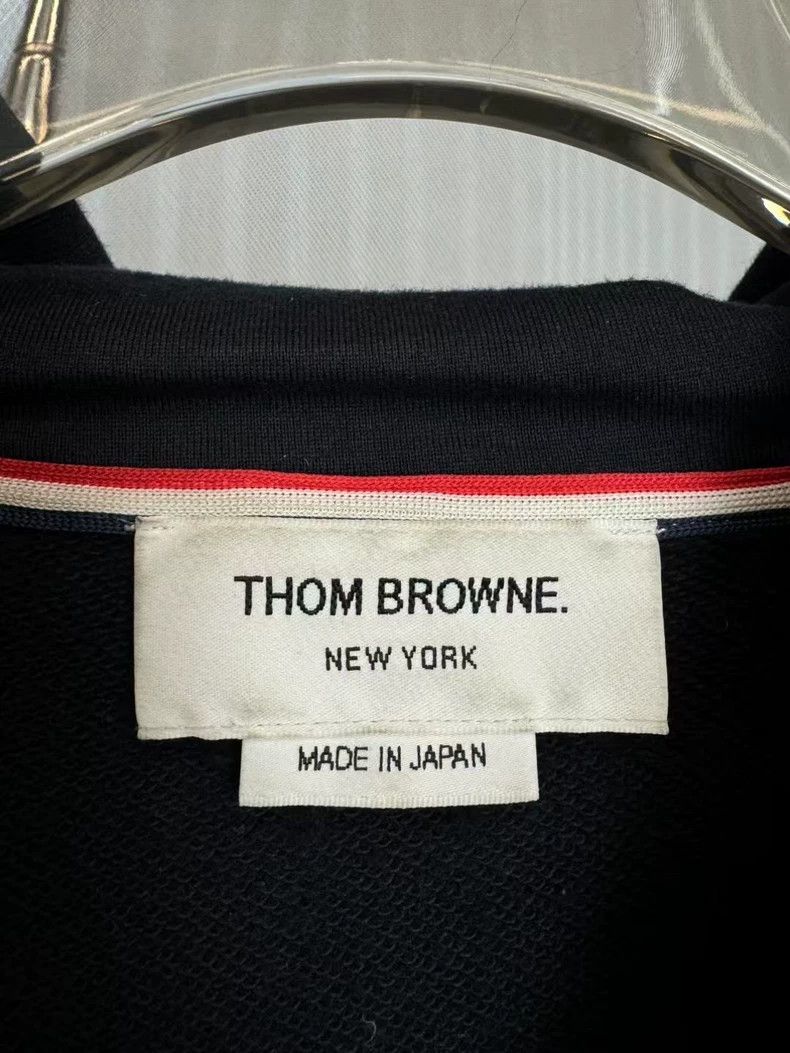 Thom Browne Thom browne Dark blue four-striped zipper knitted jacket 25 Size US L / EU 52-54 / 3 - 3 Thumbnail