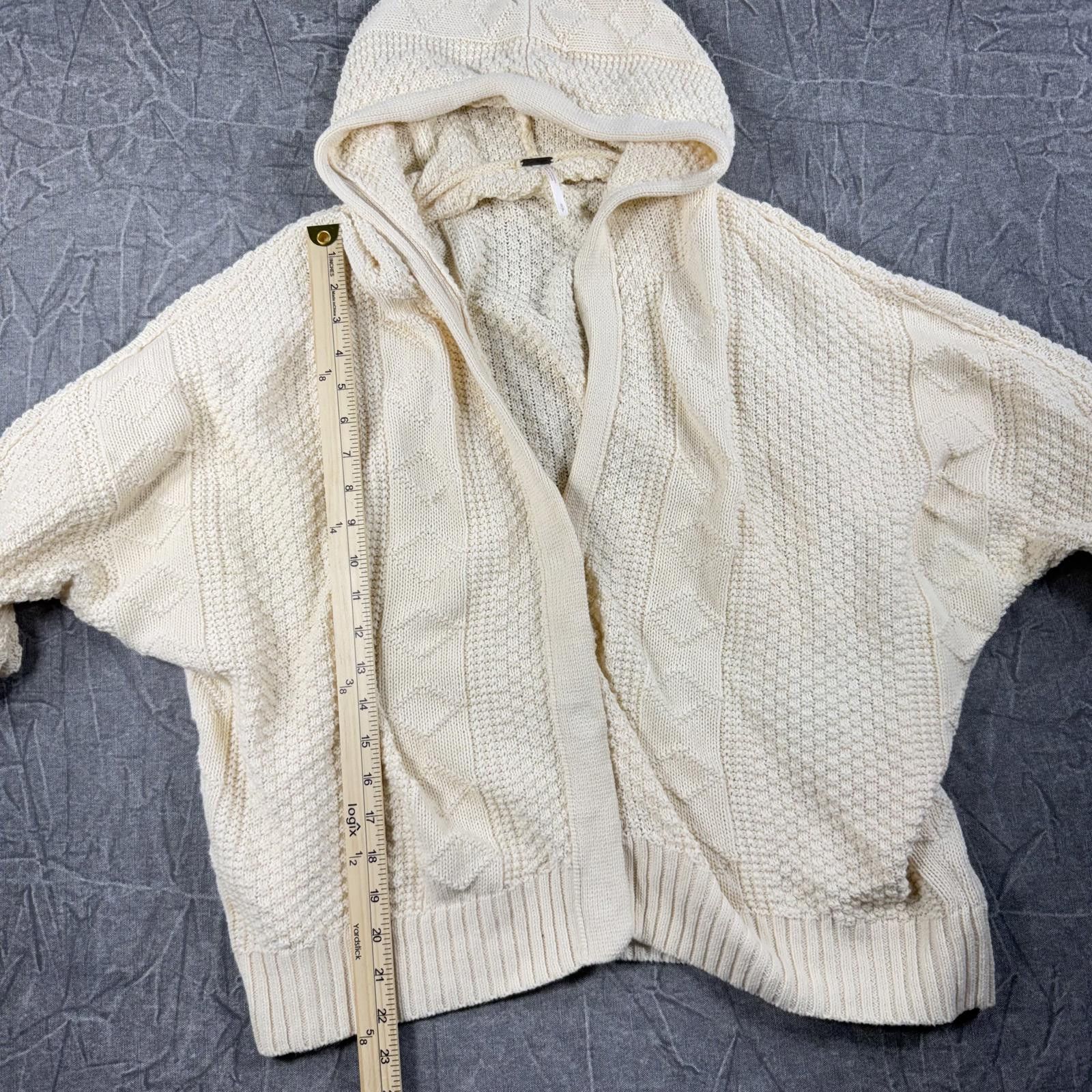 Free People Free People Sweater Women's S Cream Cable Knit Hoodie Size S / US 4 / IT 40 - 5 Thumbnail