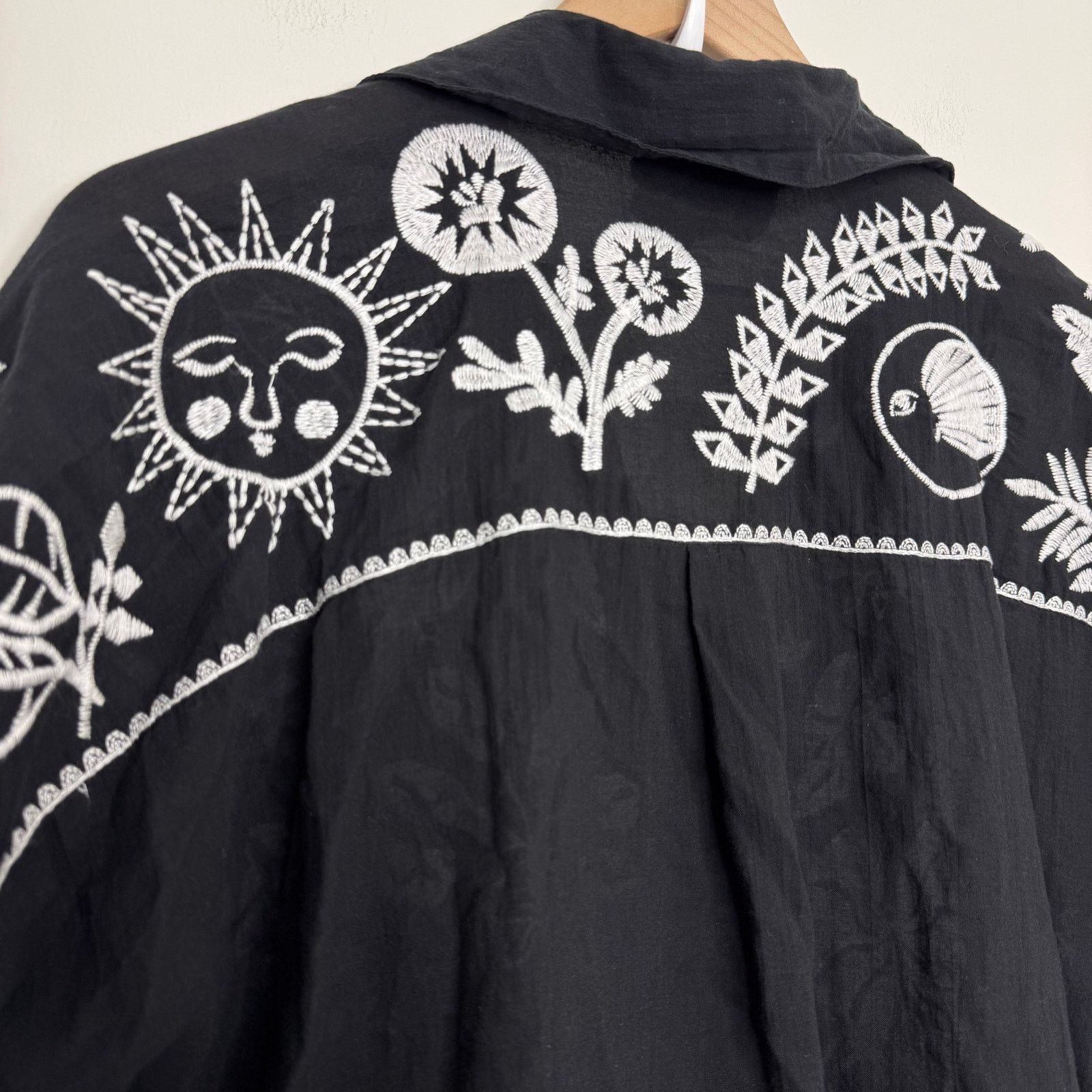 Johnny Was Johnny Was Luciana Dolman Shirt Black White Tropical Embroid Size M / US 6-8 / IT 42-44 - 10 Thumbnail