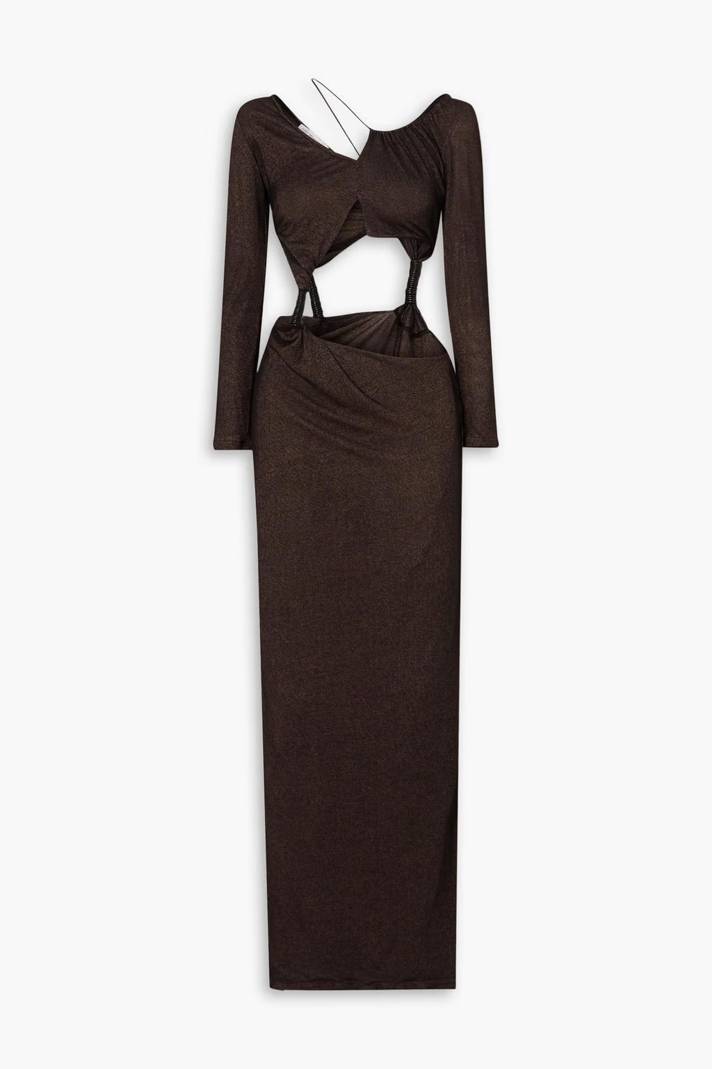 o1mle1224 Long Sleeve Corded Dress in Chocolate