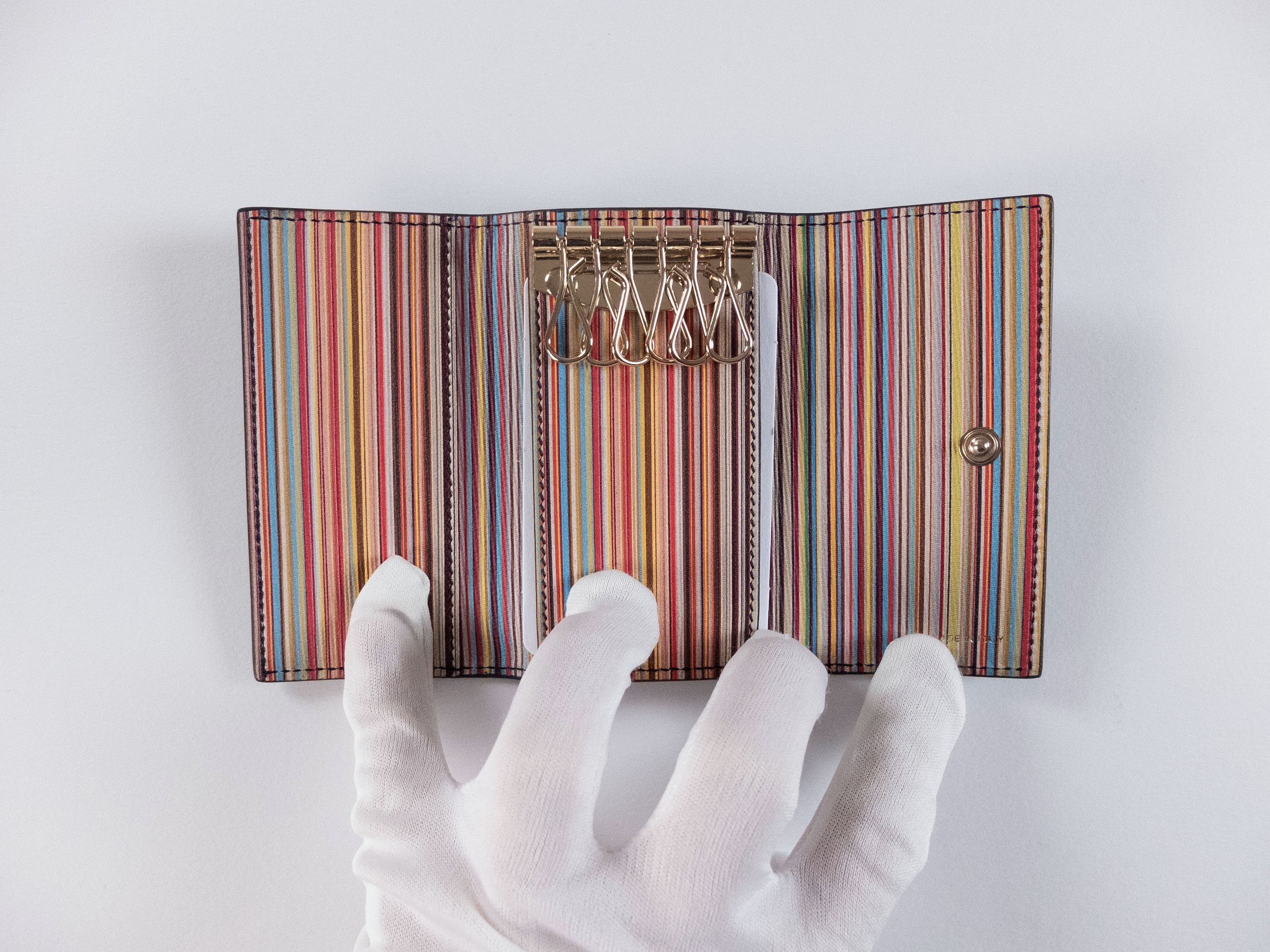 Paul Smith PAUL SMITH green leather key holder with stripe interior Size ONE SIZE - 5 Thumbnail