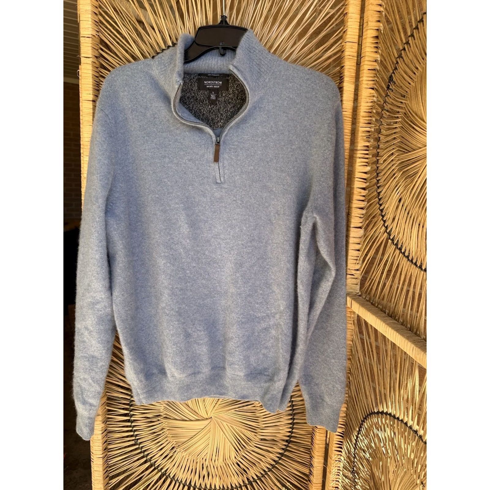 Nordstrom Nordstrom Mens Shop 100% Cashmere Quarter Zip Sweater Light Blue Size L Mens/Boys? No—Men. Size US L / EU 52-54 / 3 - 3 Thumbnail