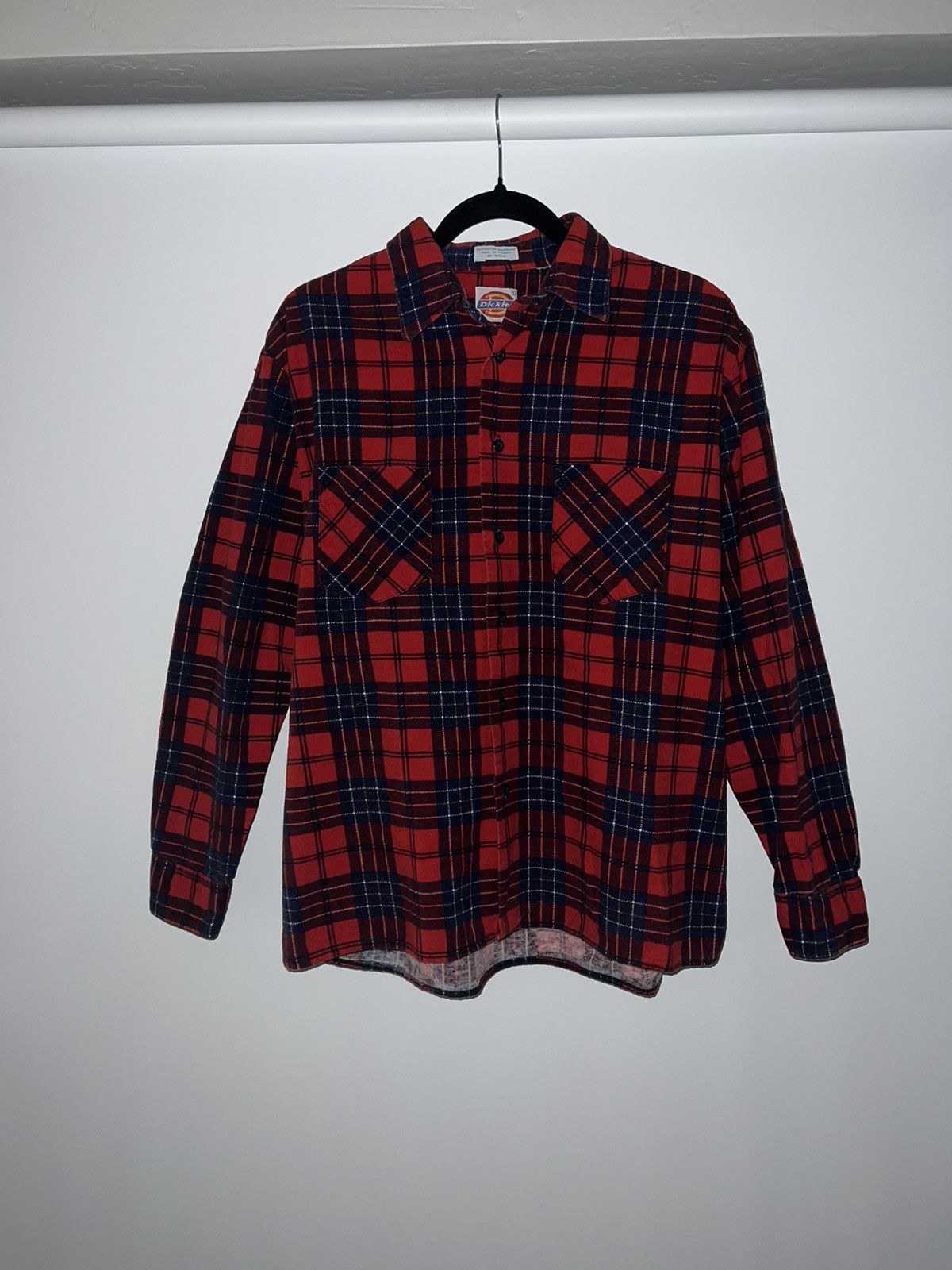 Dickies × Vintage Vintage 90s Dickies Flannel Red/Blue Size US L / EU 52-54 / 3 - 1 Thumbnail