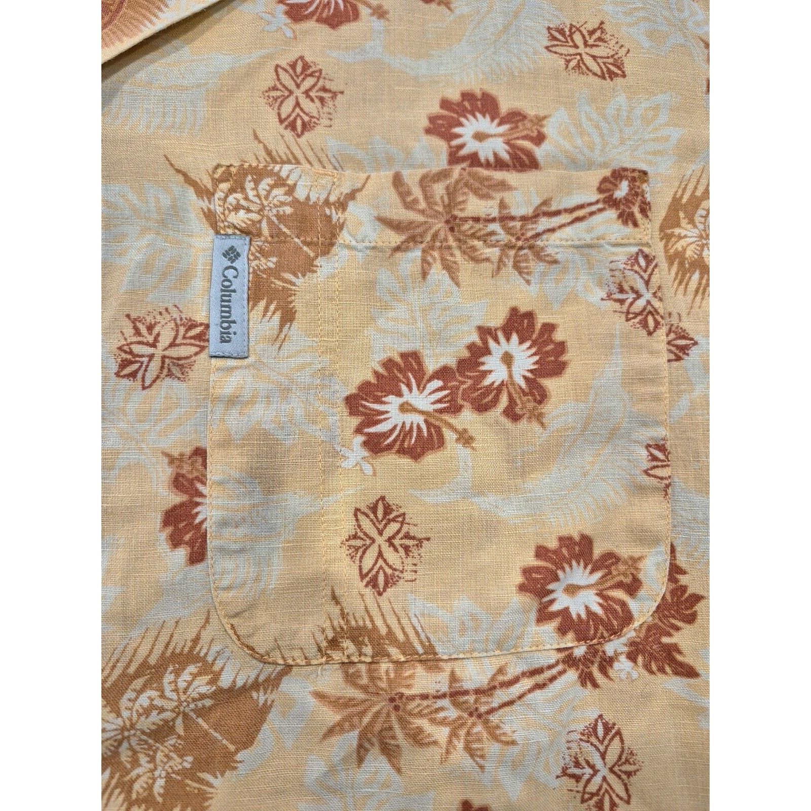 Columbia Columbia Shirt XXL Button Up Orange Linen Marlin Print Size US XXL / EU 58 / 5 - 6 Thumbnail